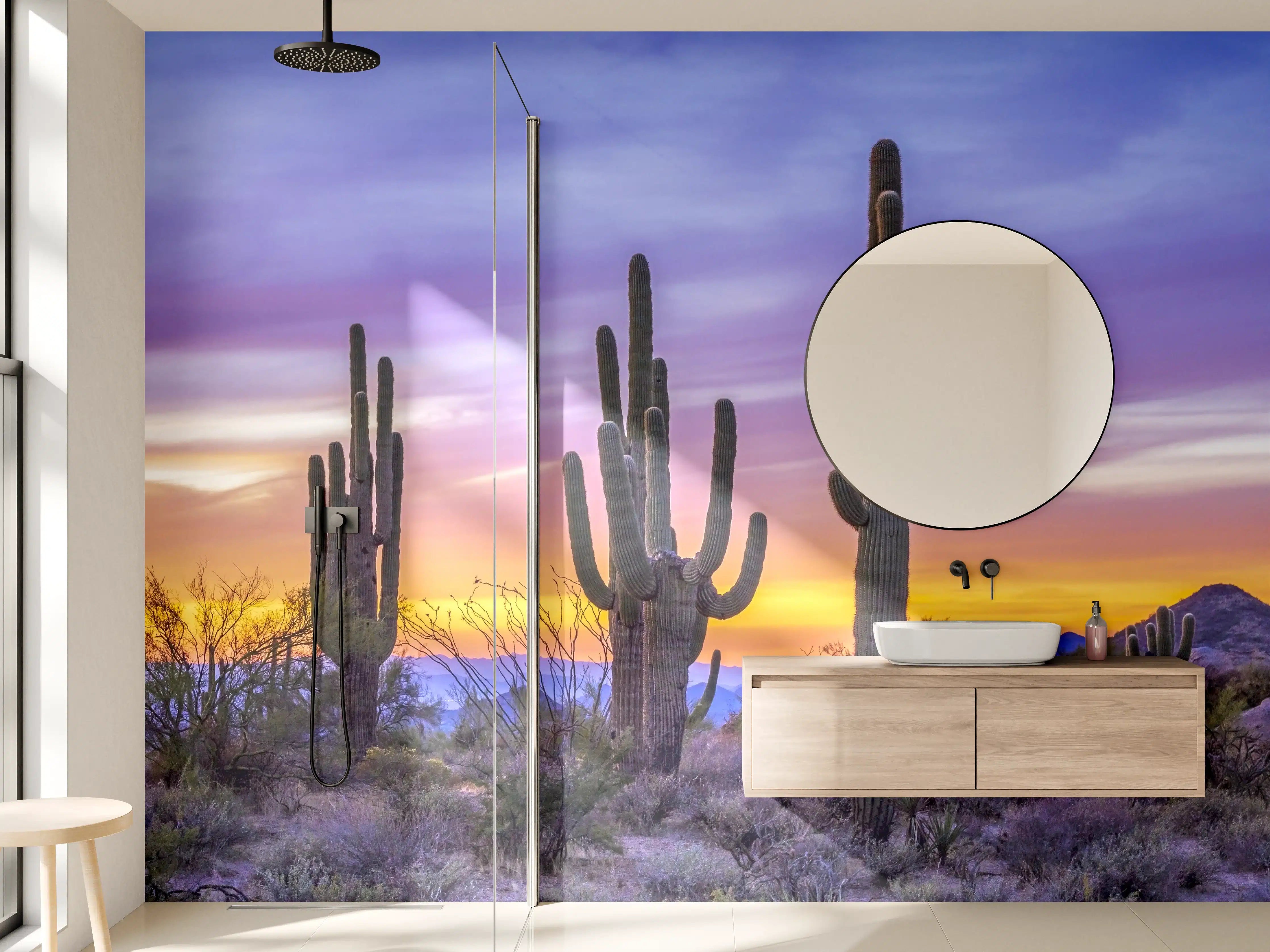 Wandverkleidung Bad - Saguaro-Kaktus bei Sonnenuntergang in Arizona