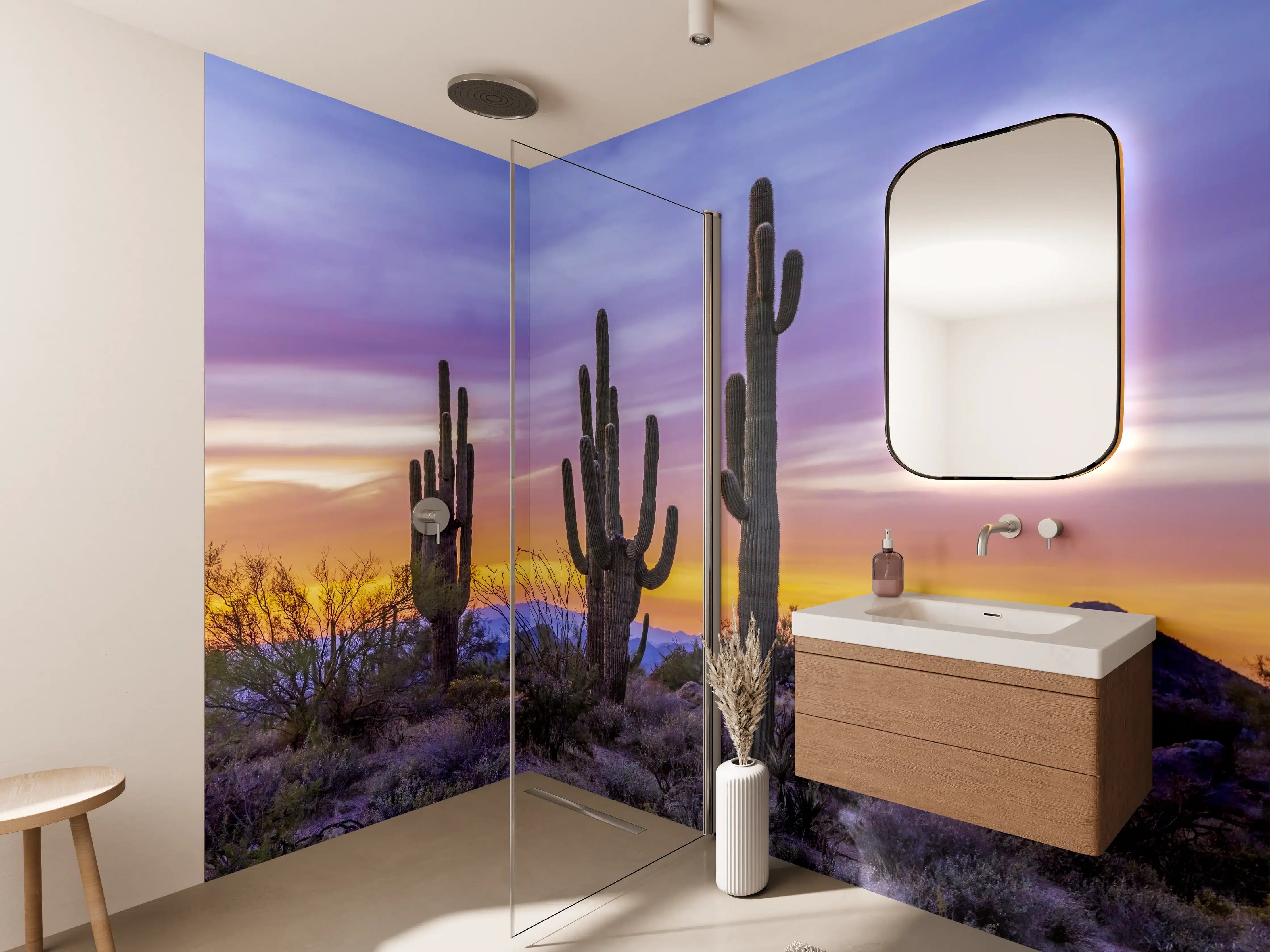 Wandverkleidung Bad - Saguaro-Kaktus bei Sonnenuntergang in Arizona