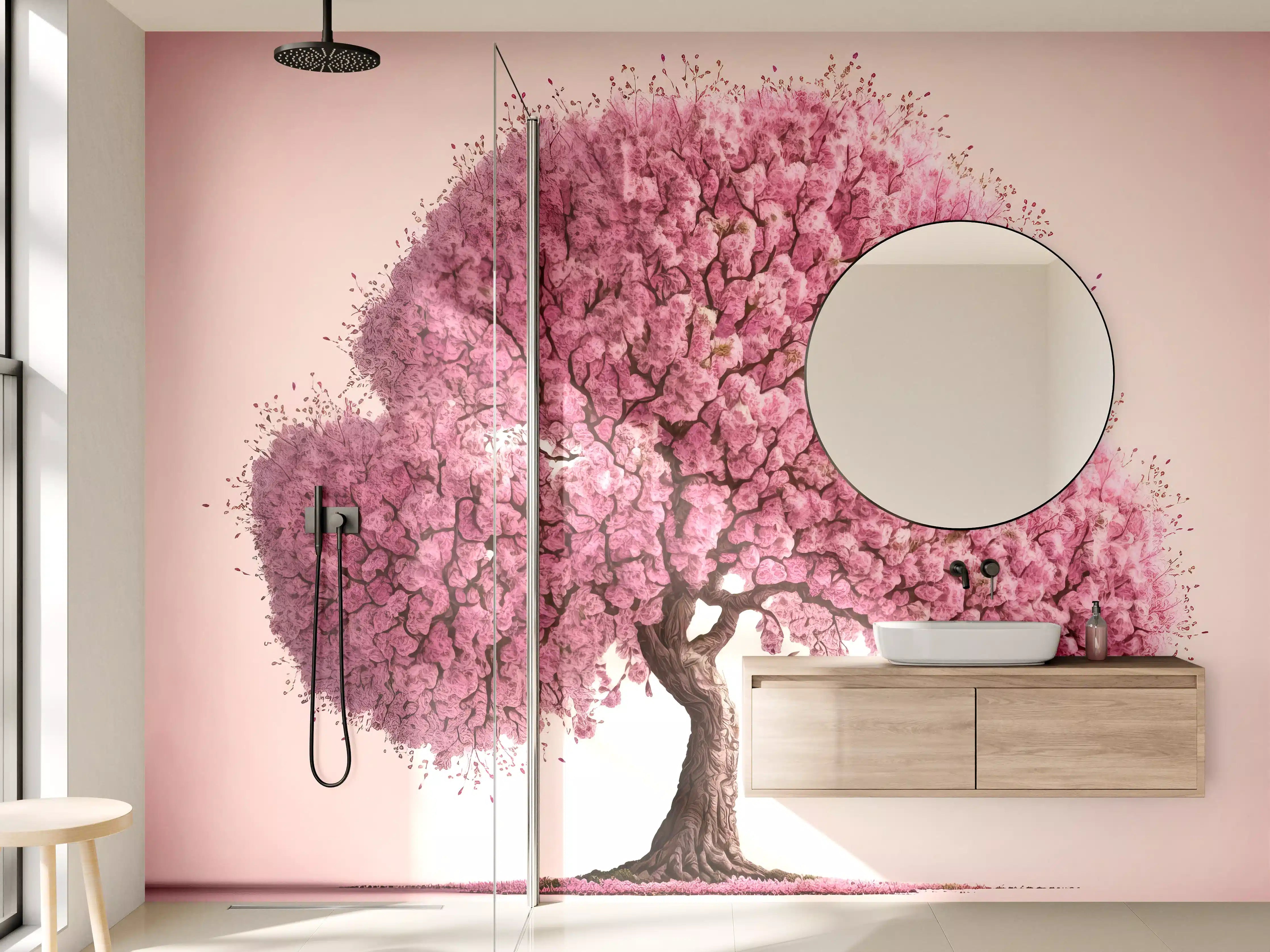 Wandverkleidung Bad - Sakura baum - KI generiert