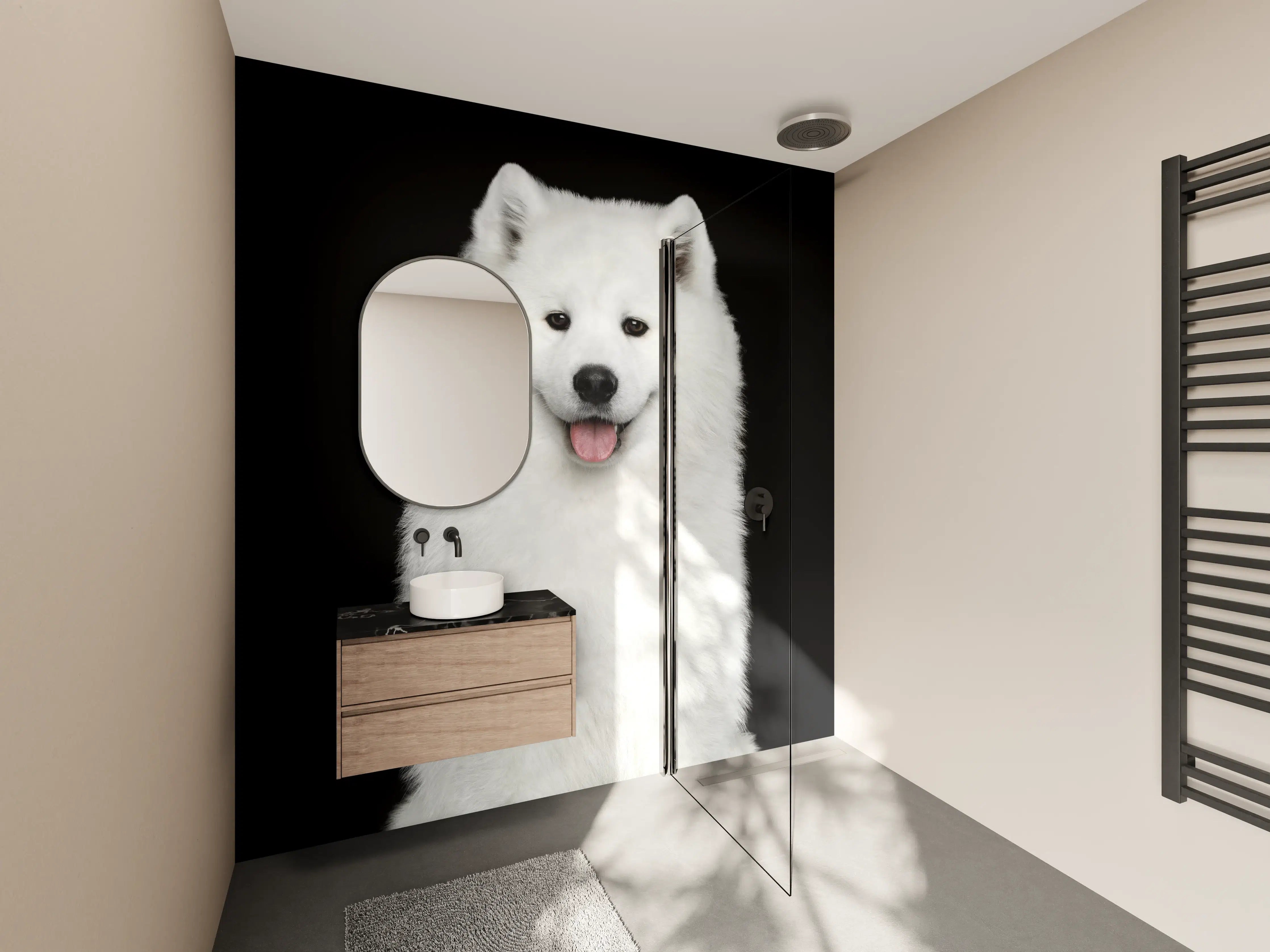 Wandverkleidung Bad - Samojeden Hund