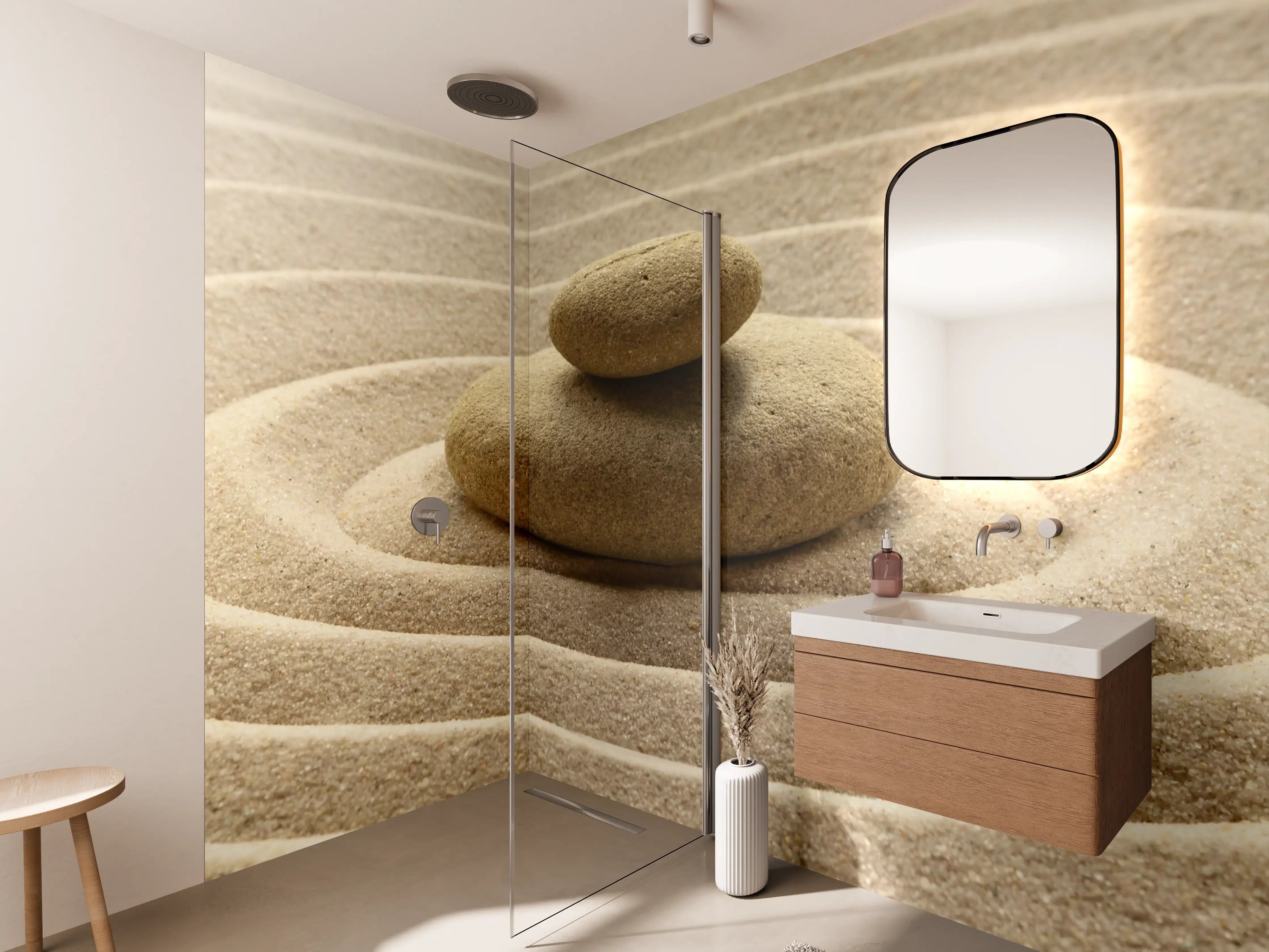 Wandverkleidung Bad - Sand im Zen-Garten