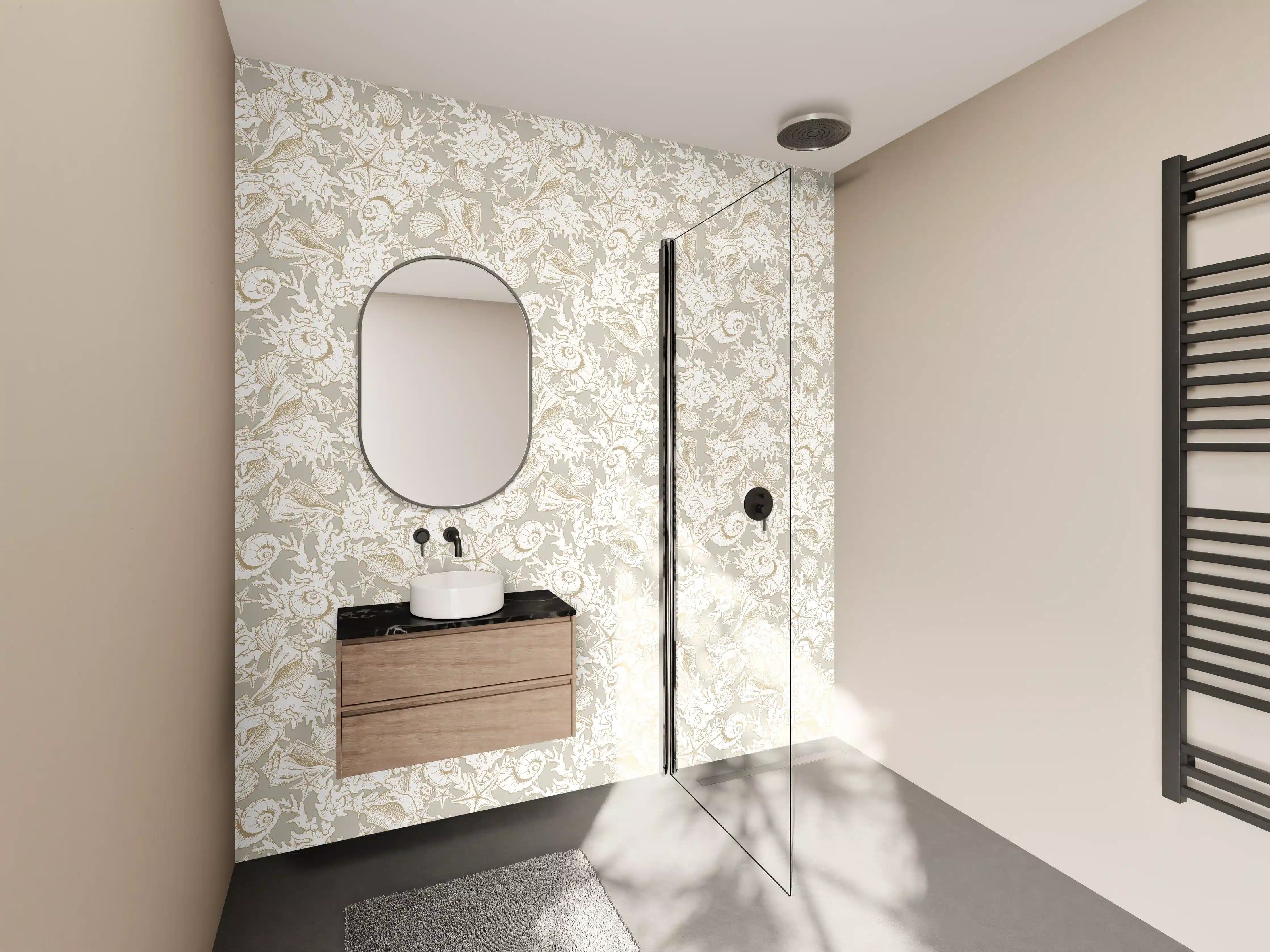Wandverkleidung Bad - Sandiges Muschel-Muster Beige
