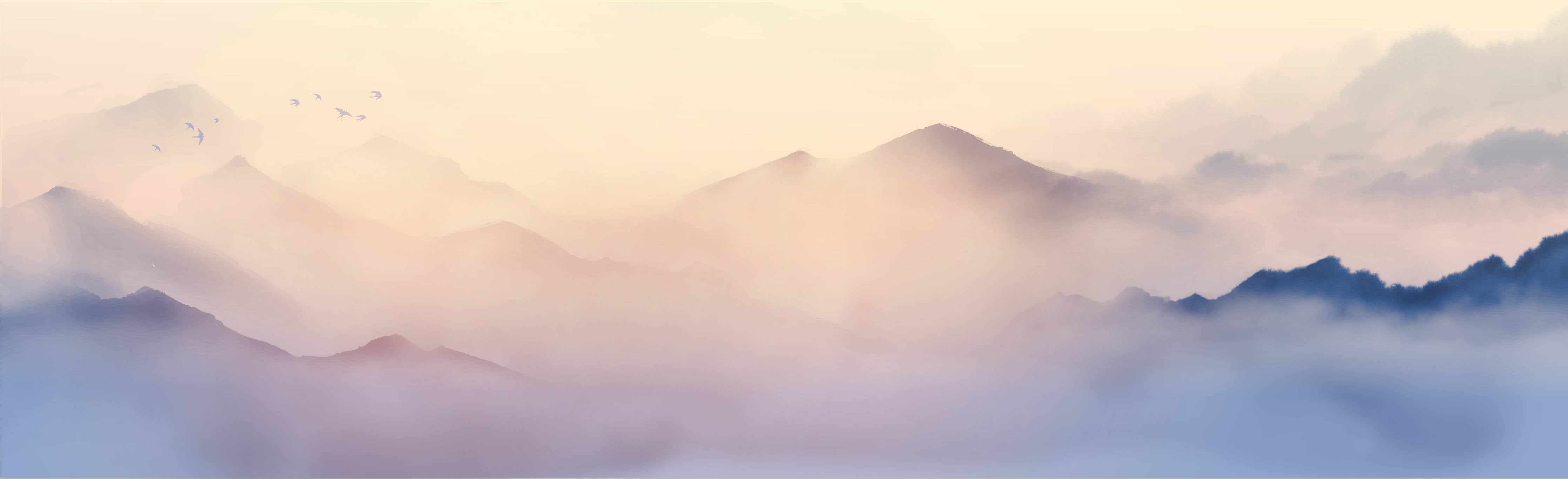 Wandverkleidung Bad-Sanfte Bergkino mit Morgennebel
