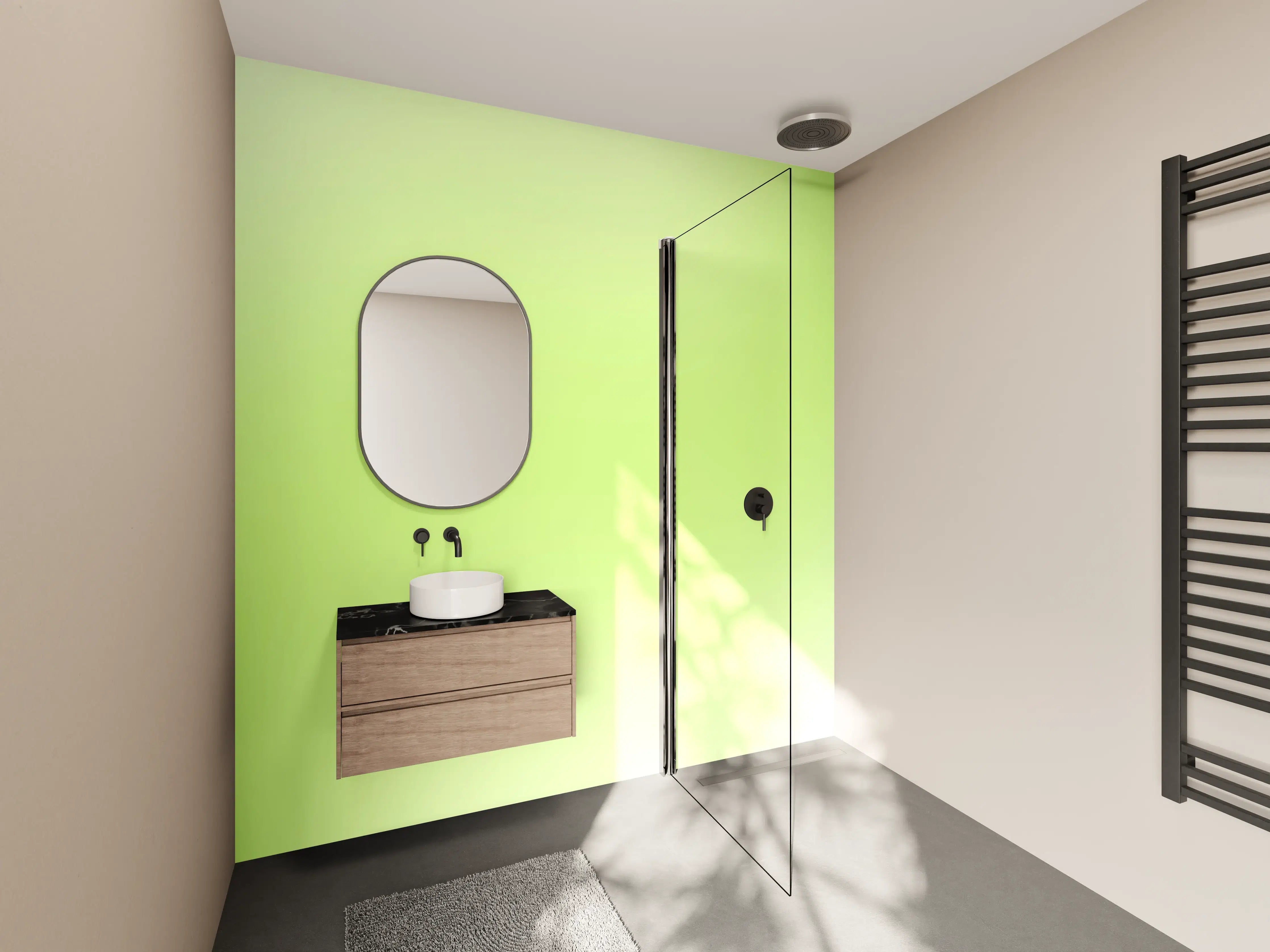 Wandverkleidung Bad - Sanfte Limettengrün-Gradient-Farbpalette