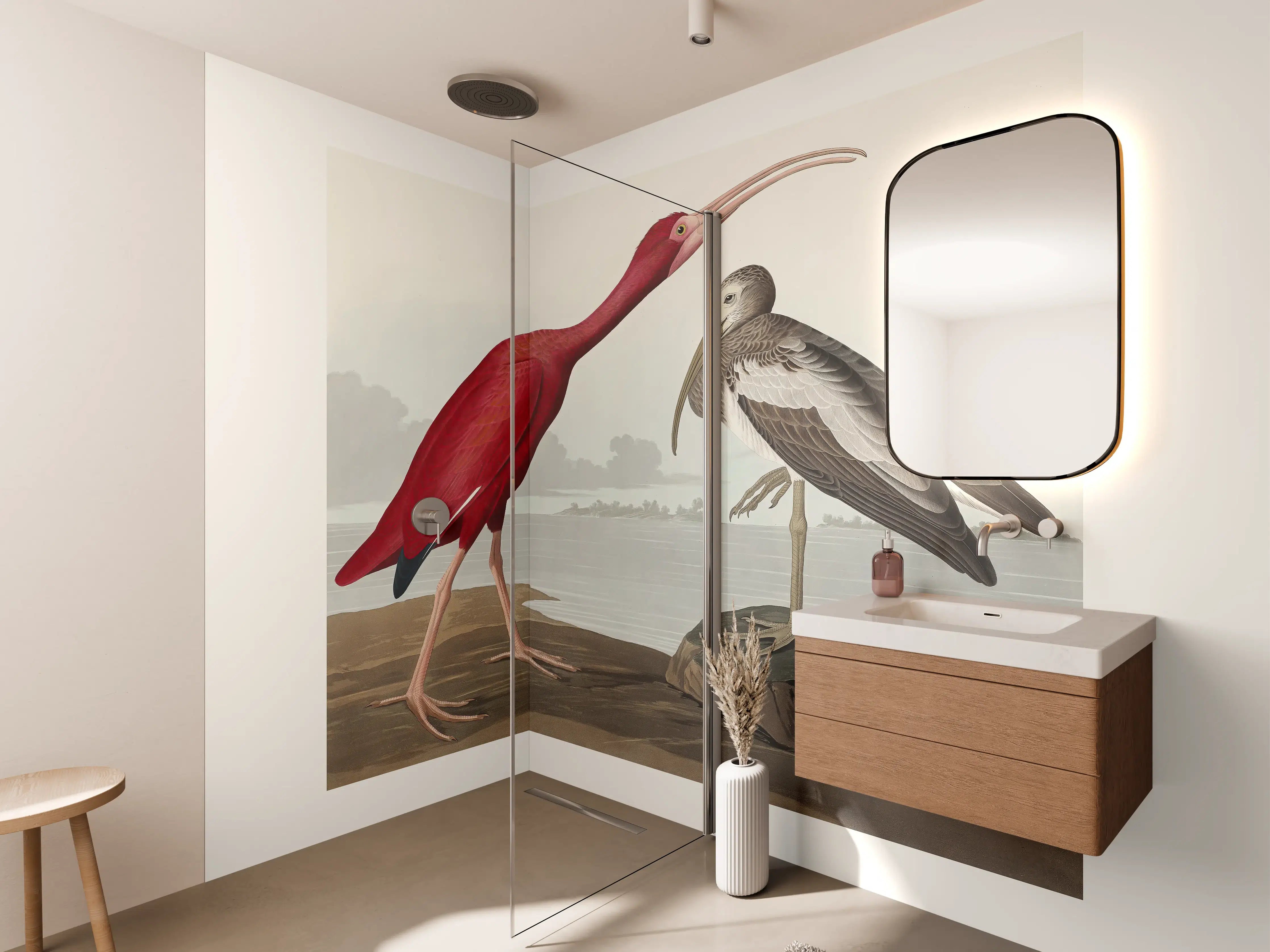 Wandverkleidung Bad - Scharlachsichler Portrait - John James Audubon