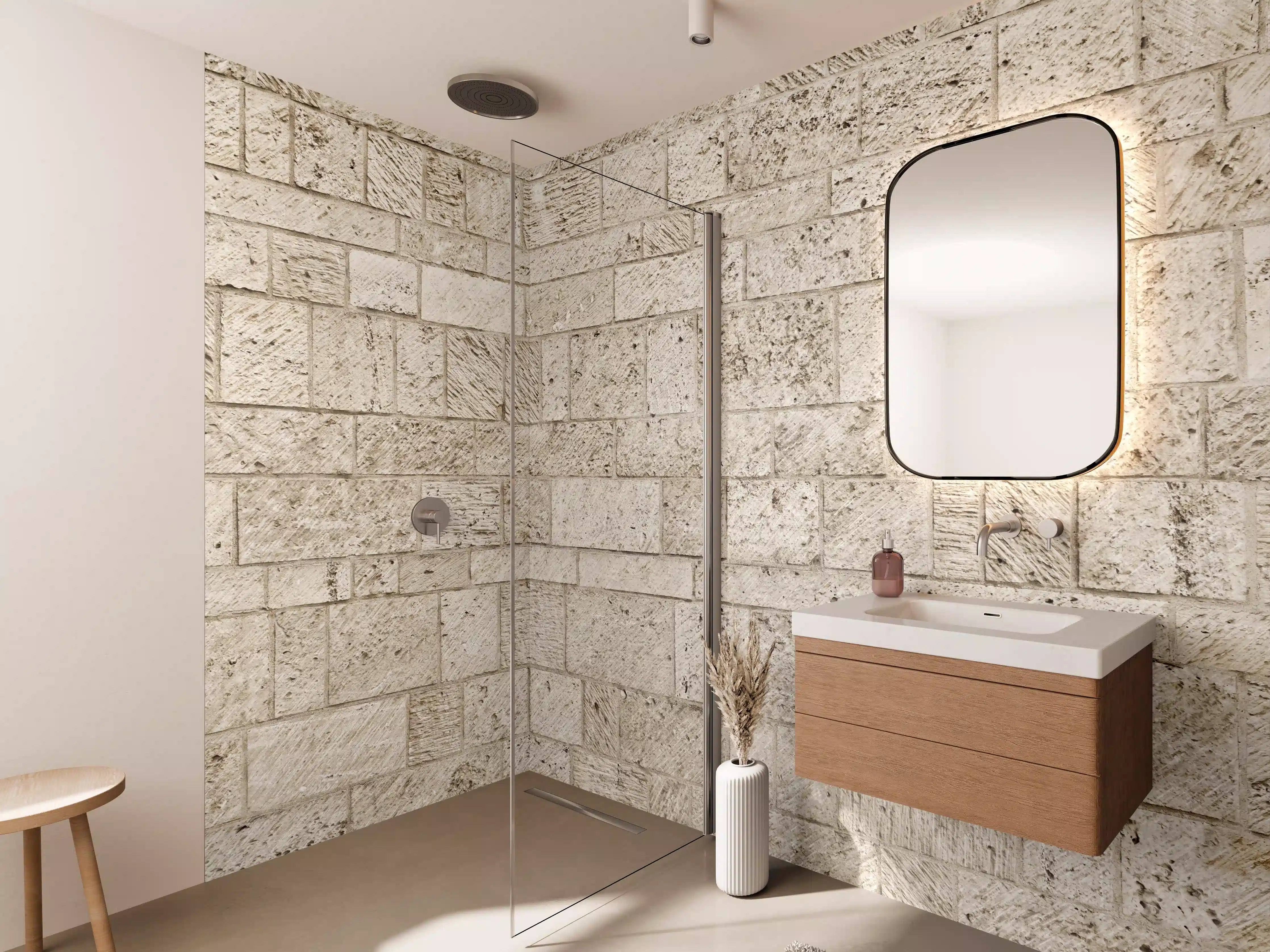 Wandverkleidung Bad - Schöne Steinfassade im Panoramaformat