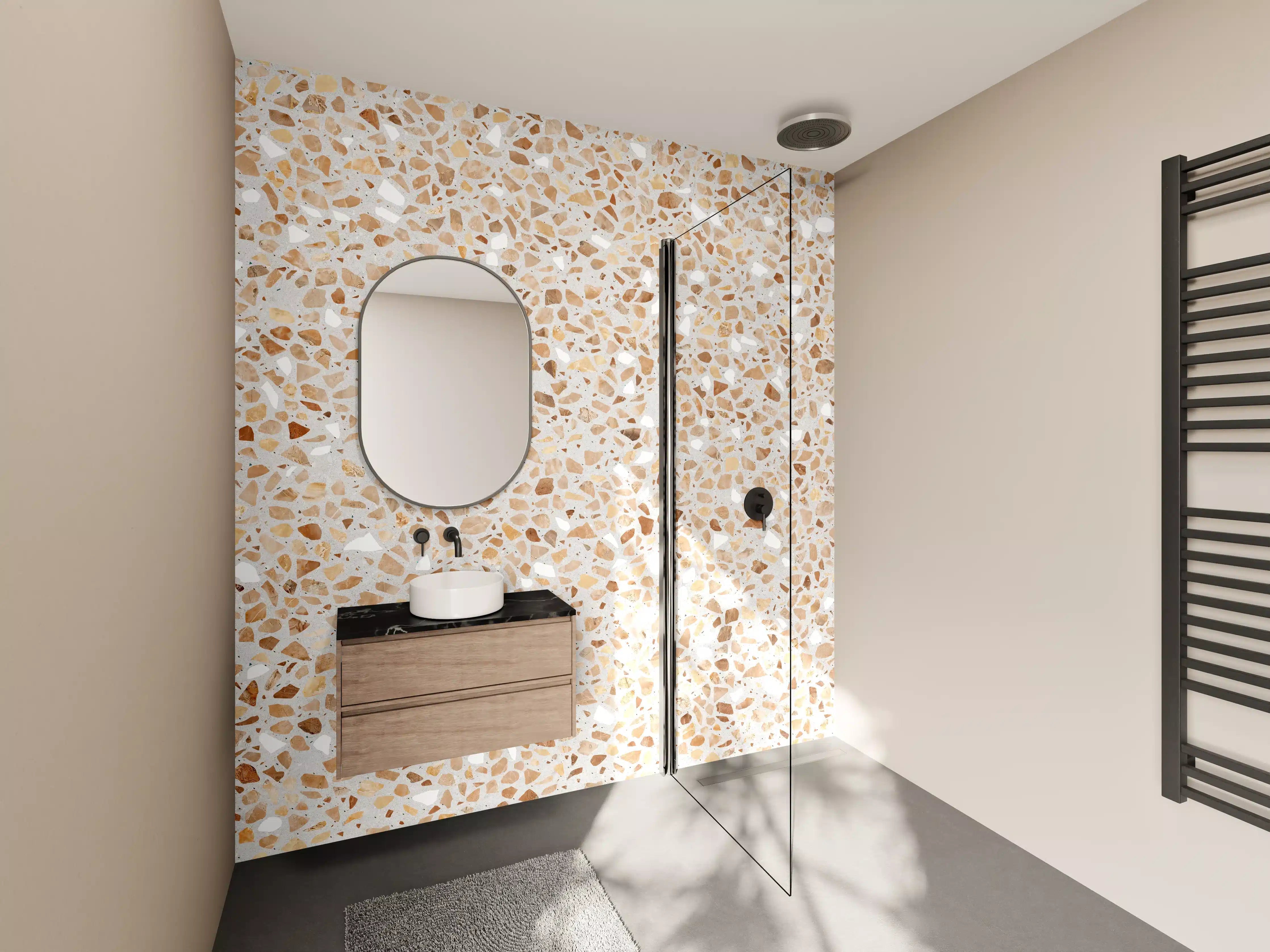 Wandverkleidung Bad - Schöne beige Terrazzo Stein Textur