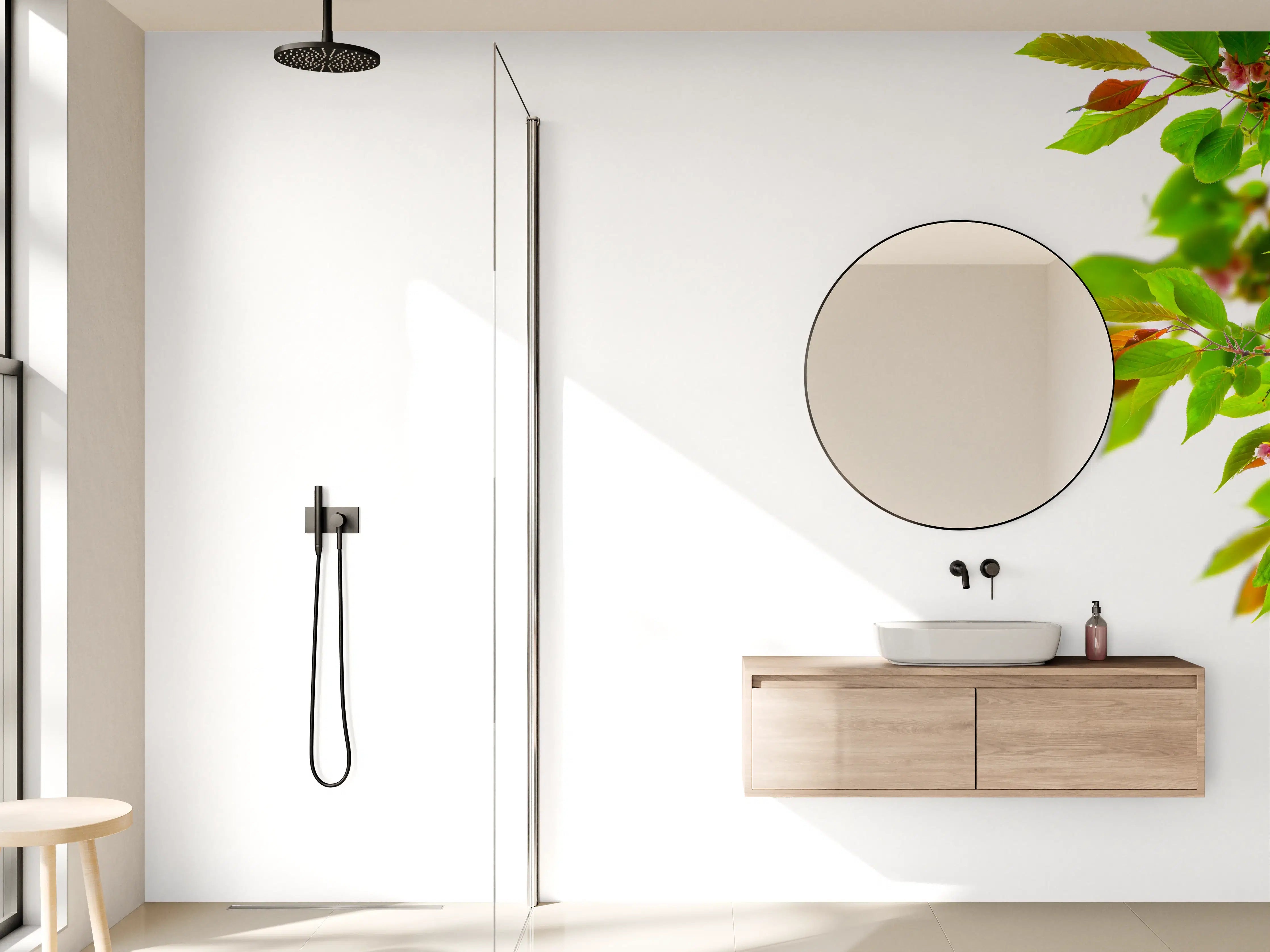 Wandverkleidung Bad - Schöner Kirschblütenast