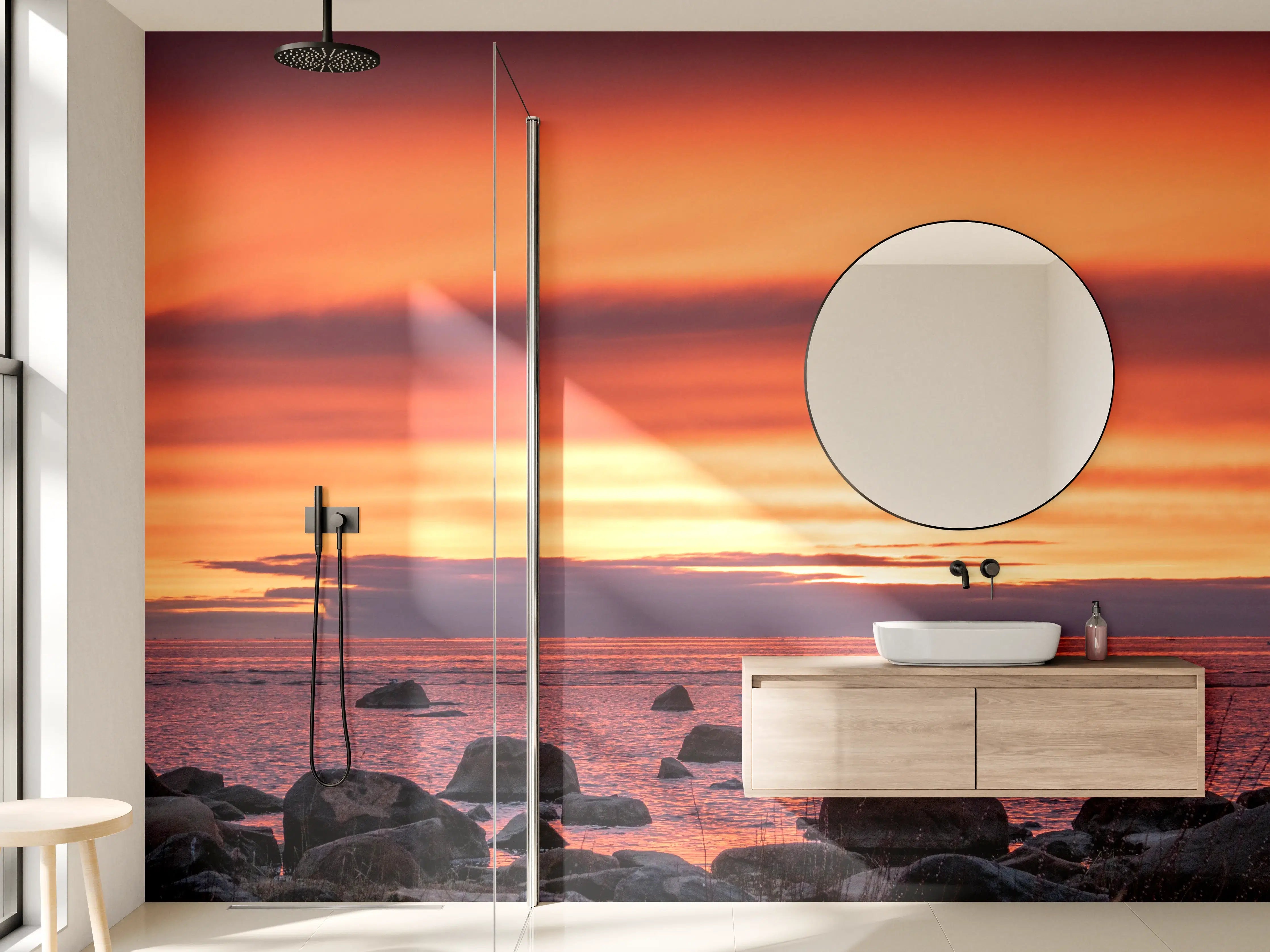 Wandverkleidung Bad - Schöner Sonnenuntergang am Meer