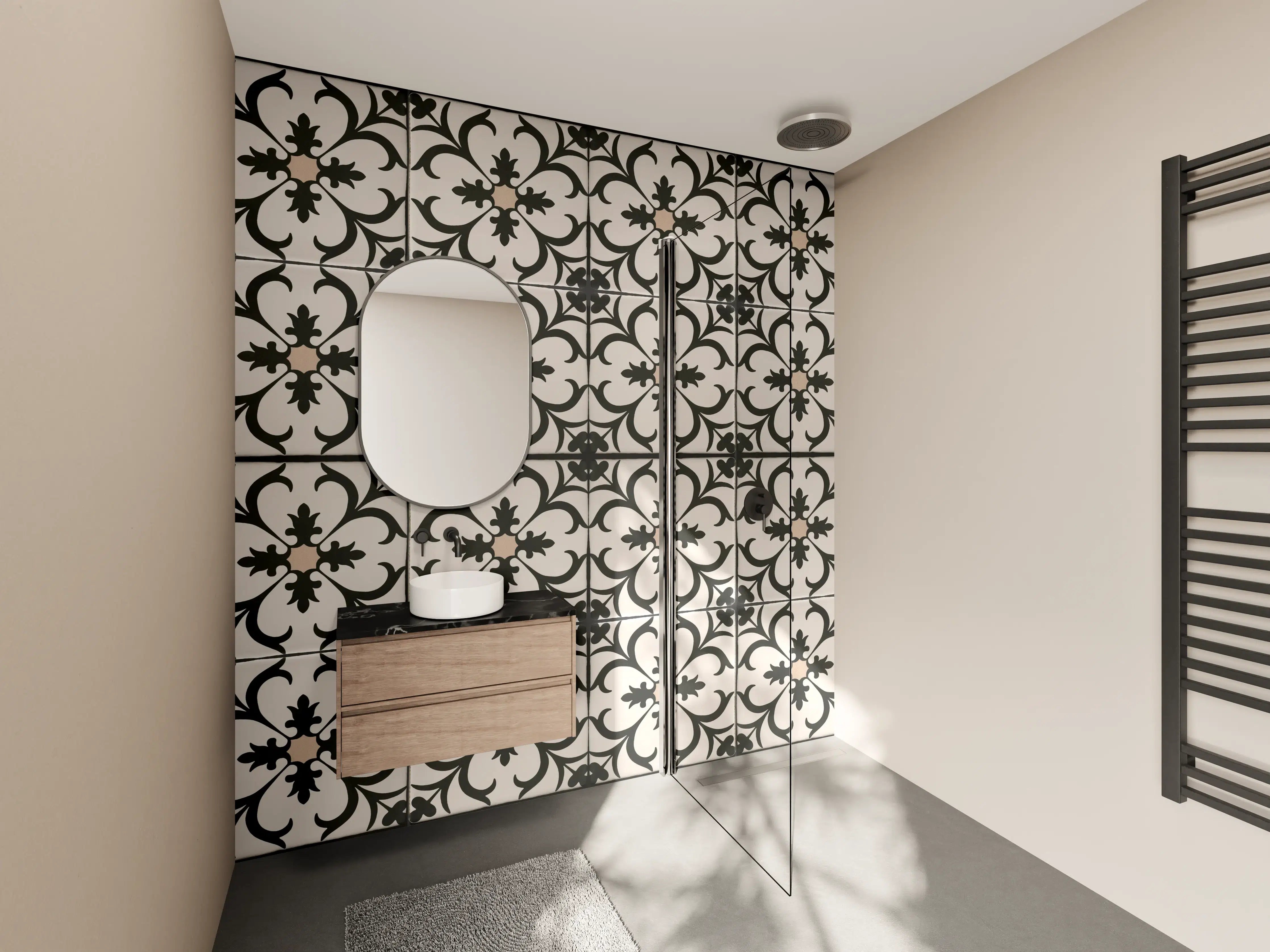 Wandverkleidung Bad - Schwarz Braun Vintage Mosaik