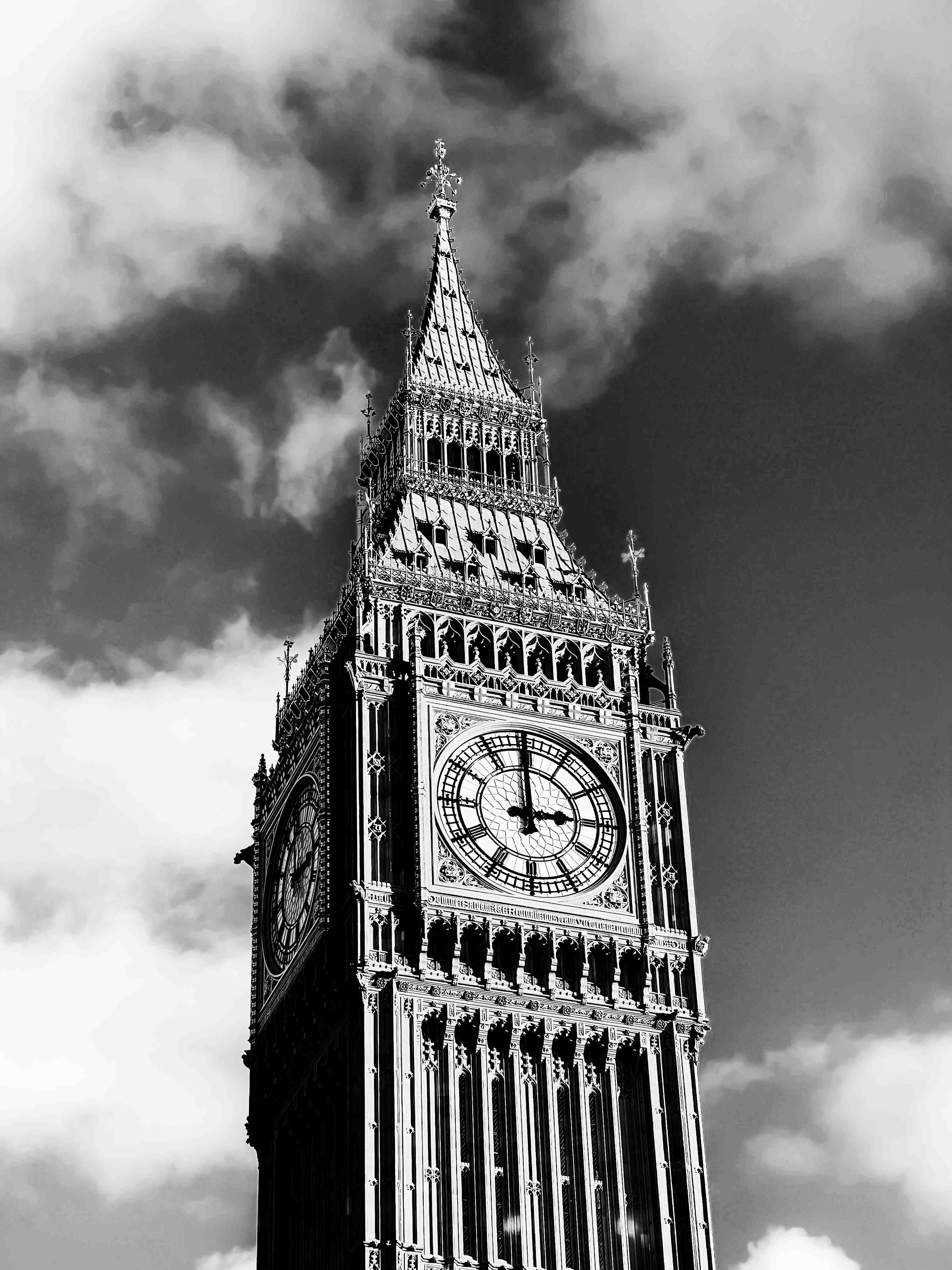 Wandverkleidung Bad-Schwarz-Weiß-London-Uhrenturm
