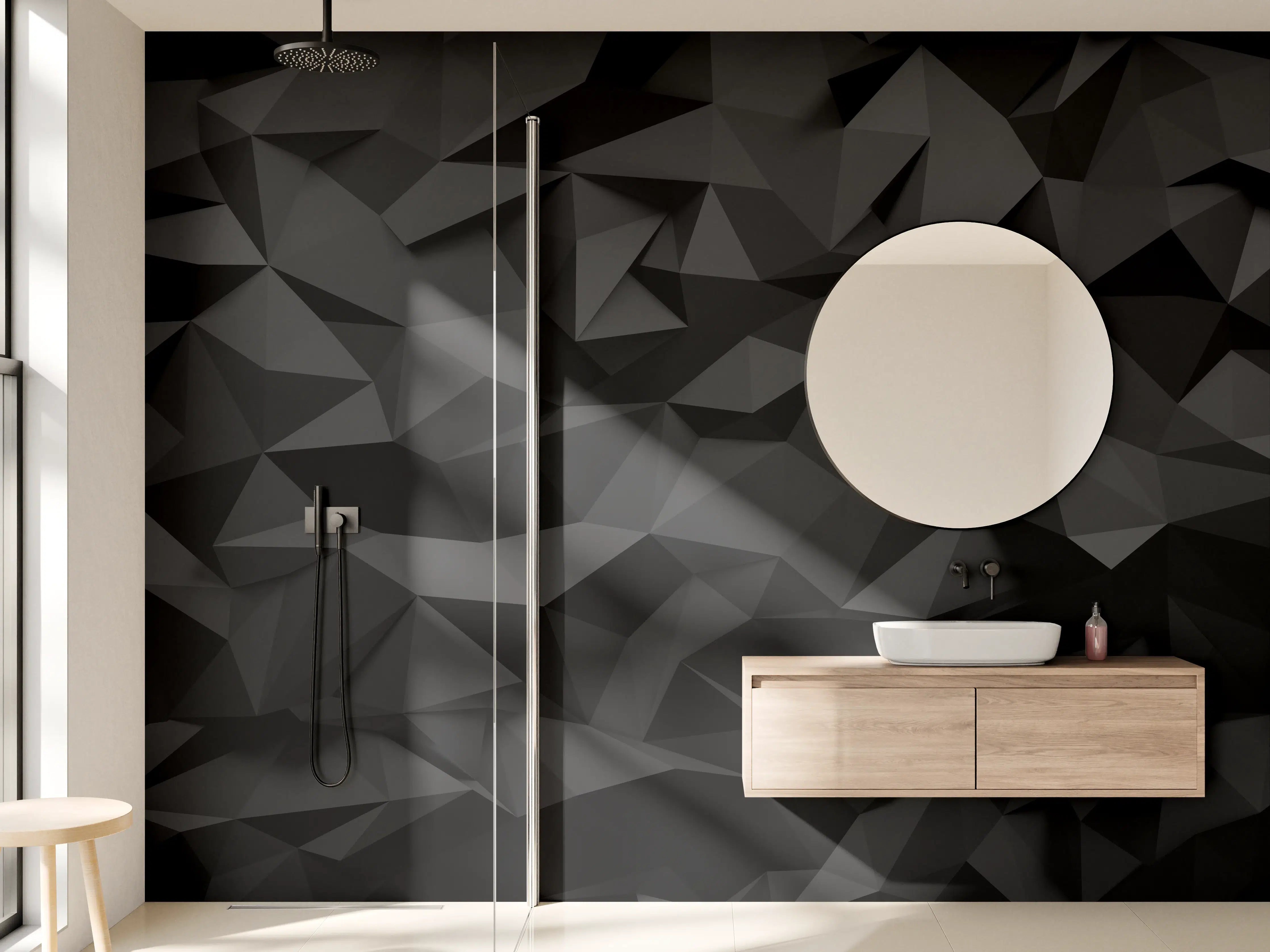 Wandverkleidung Bad - Schwarze Polygon-Muster Textur