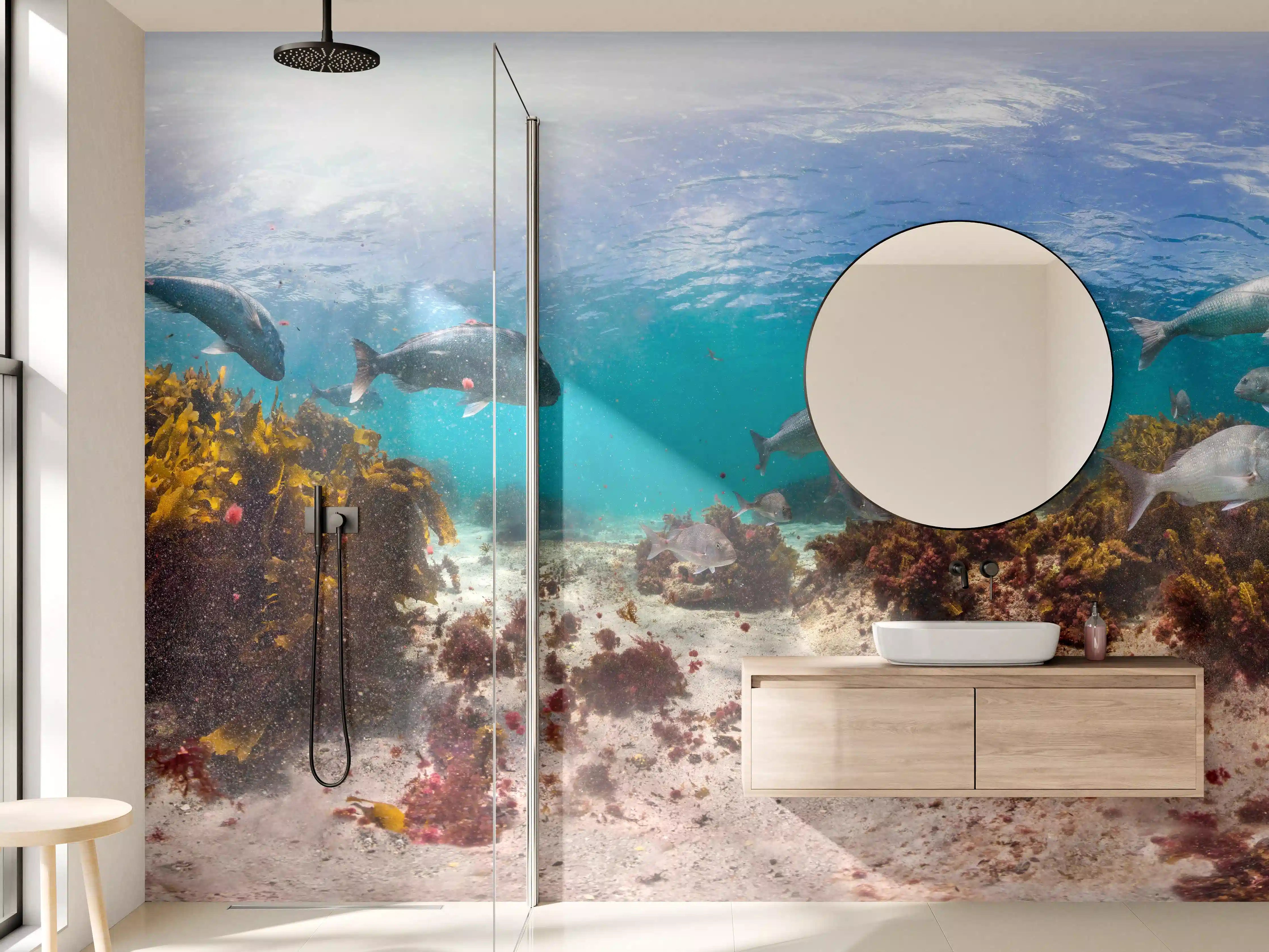 Wandverkleidung Bad - Seetang und Fisch in Neuseeland