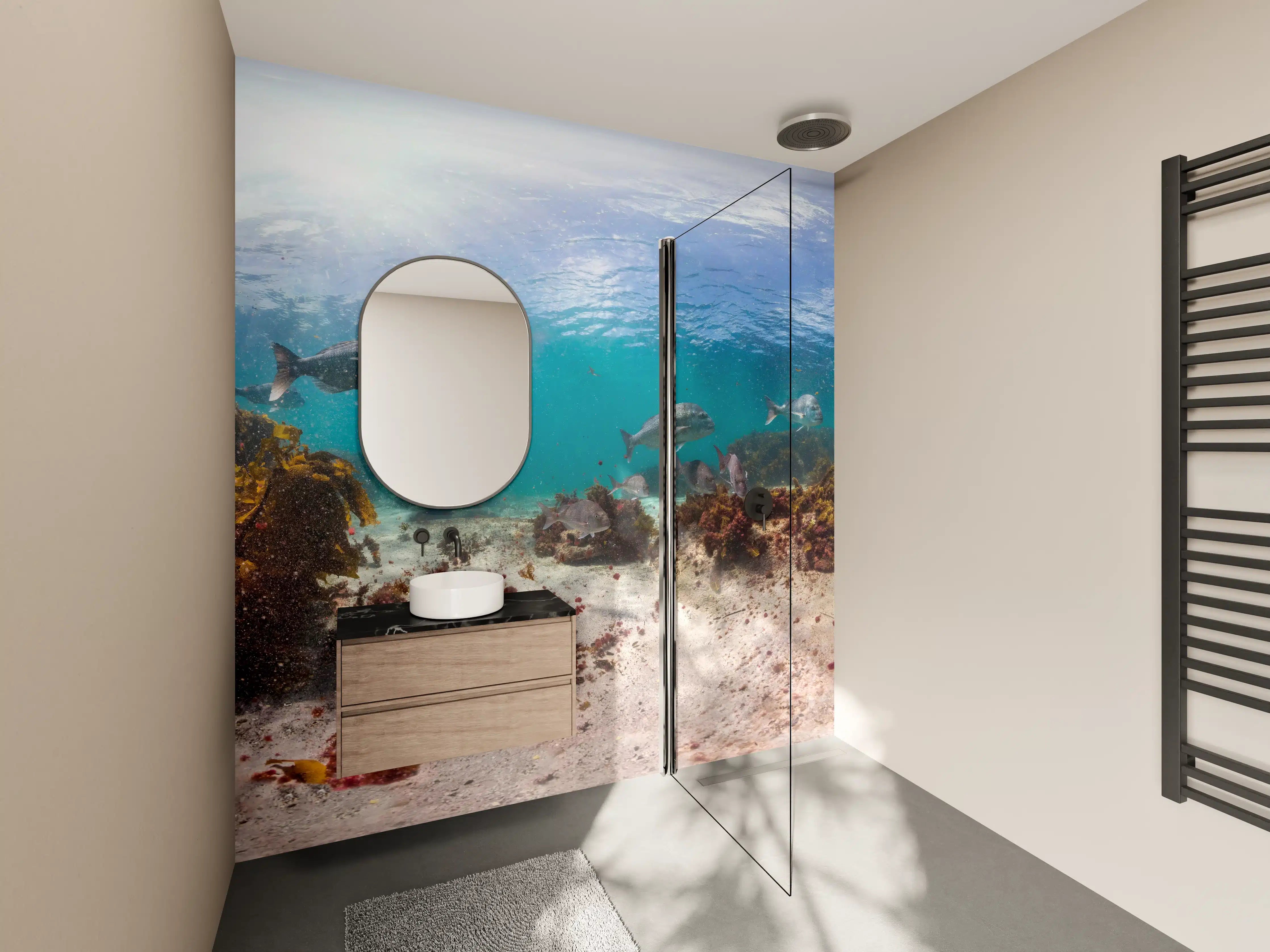 Wandverkleidung Bad - Seetang und Fisch in Neuseeland