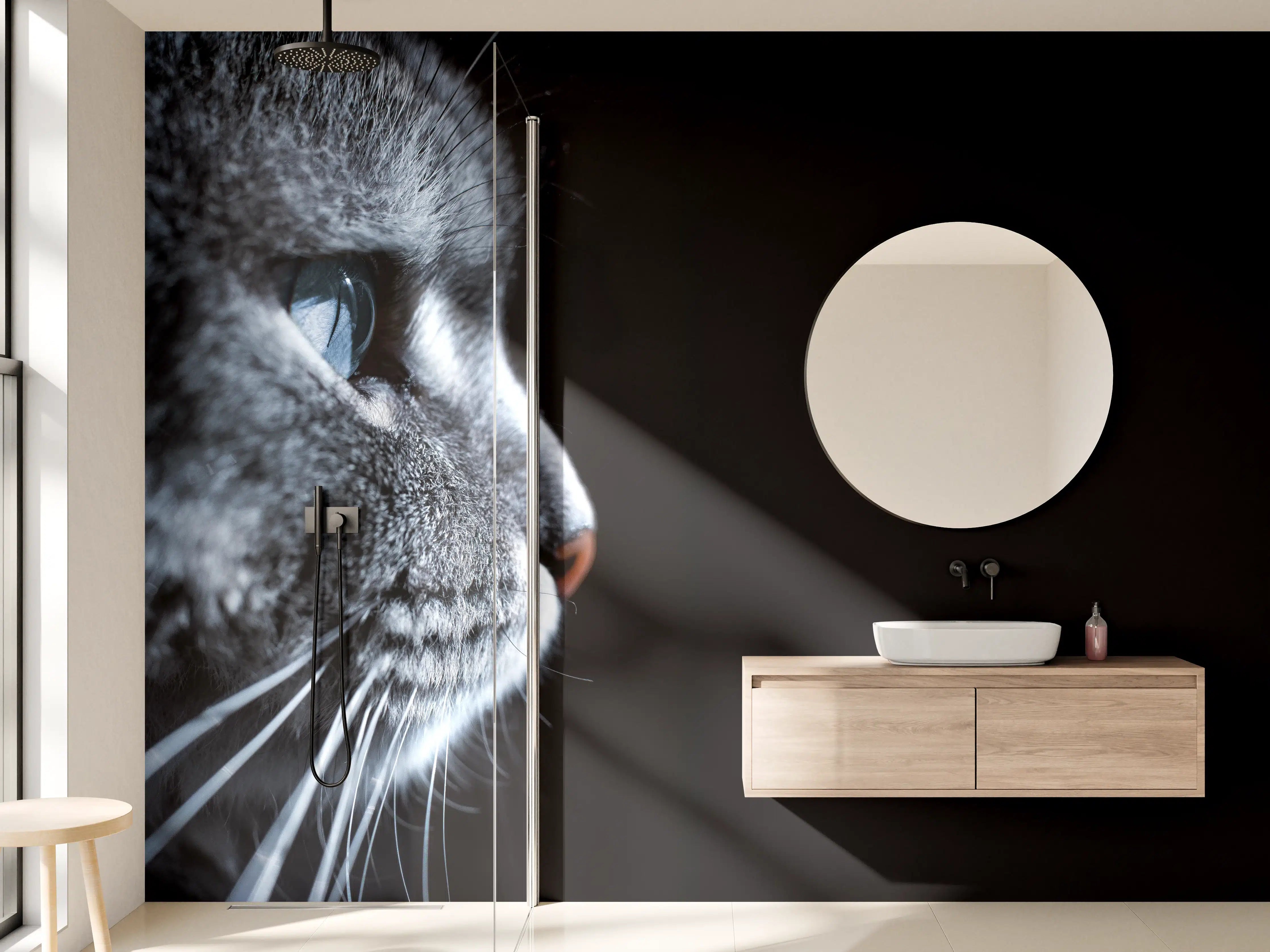 Wandverkleidung Bad - Seitliches Katzen-Portrait