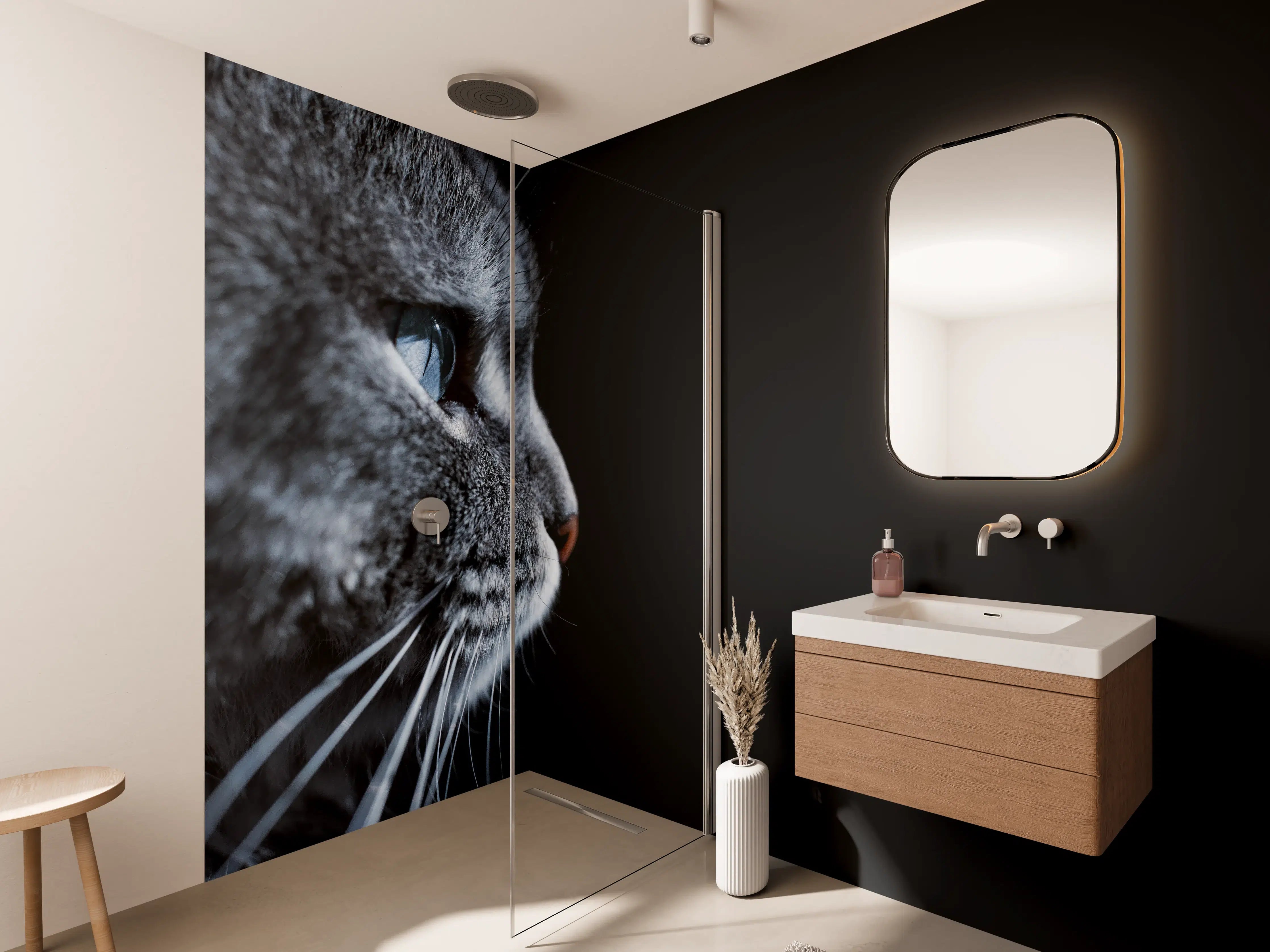 Wandverkleidung Bad - Seitliches Katzen-Portrait