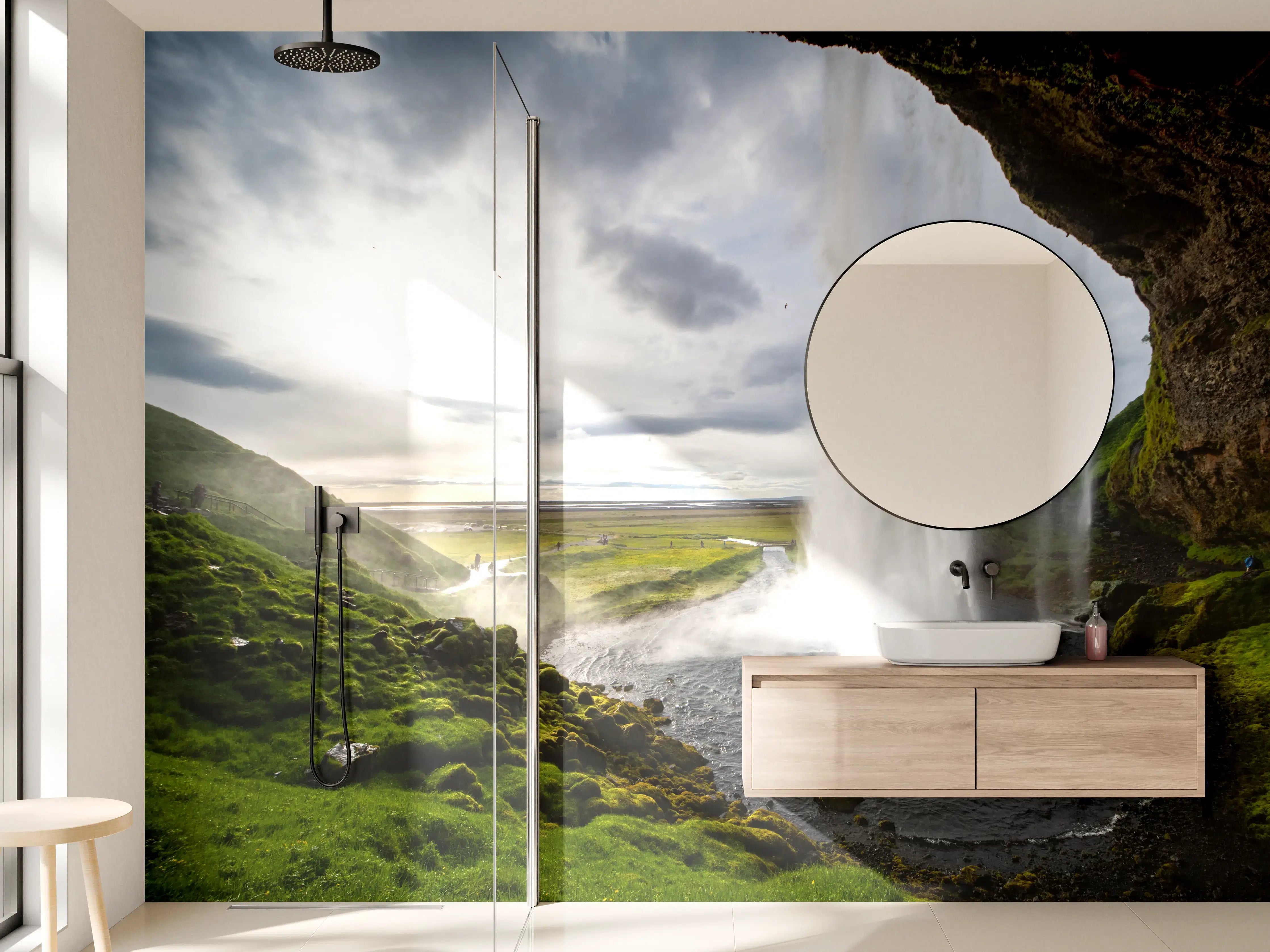 Wandverkleidung Bad - Seljalandsfoss Wasserfall