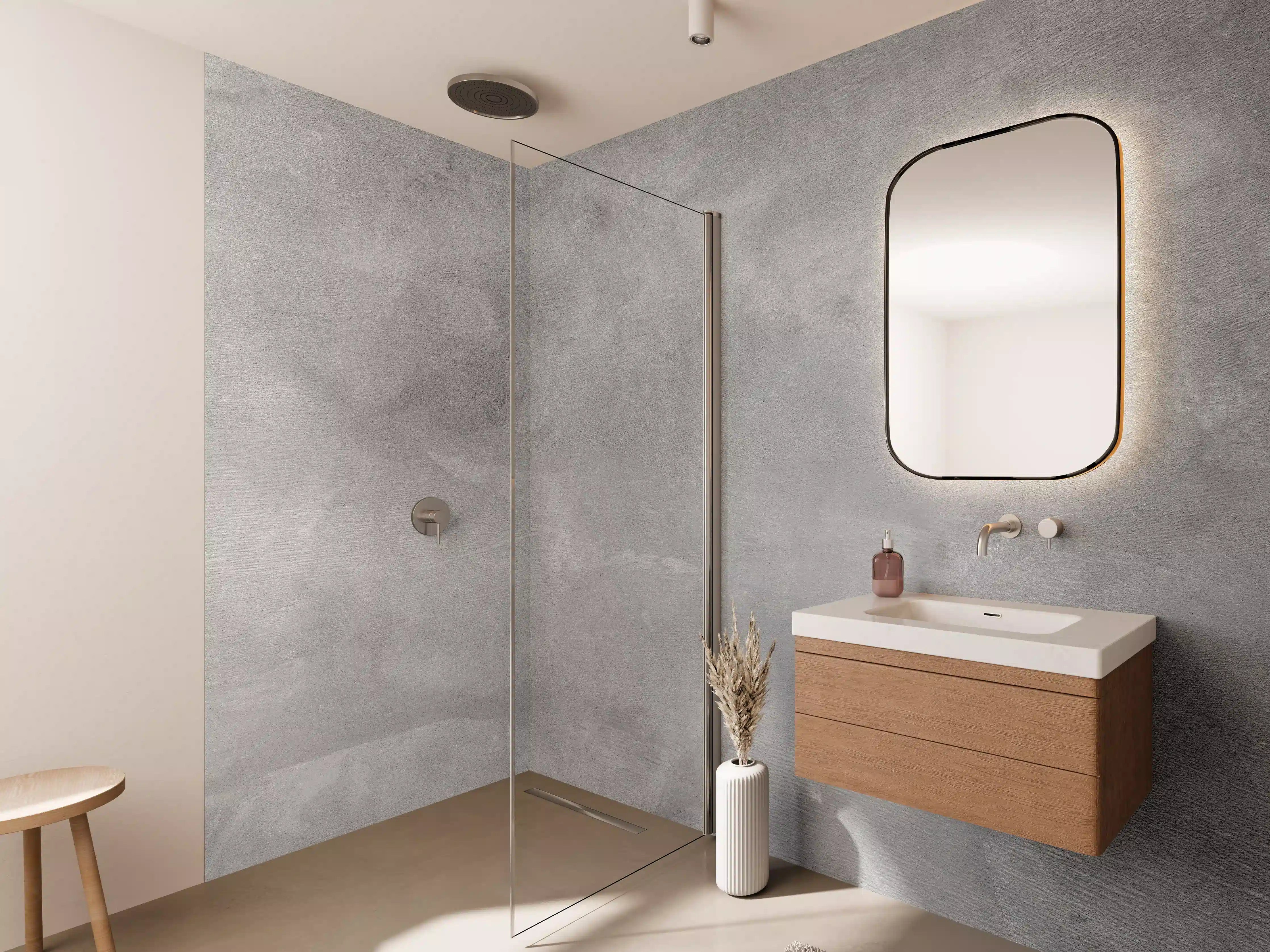 Wandverkleidung Bad - Silber-Grau-Marmor-Textur mit feiner Musterung