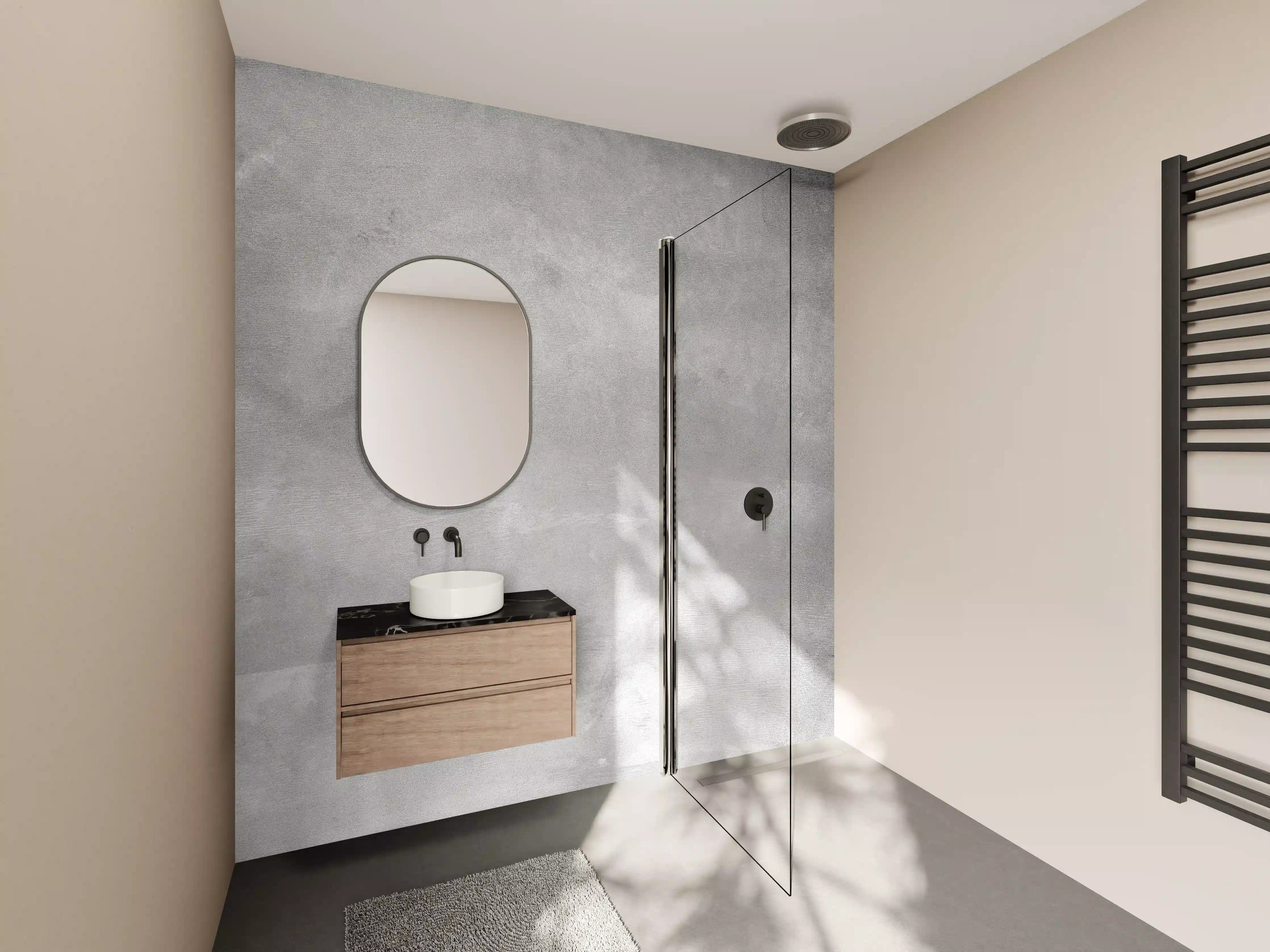 Wandverkleidung Bad - Silber-Grau-Marmor-Textur mit feiner Musterung