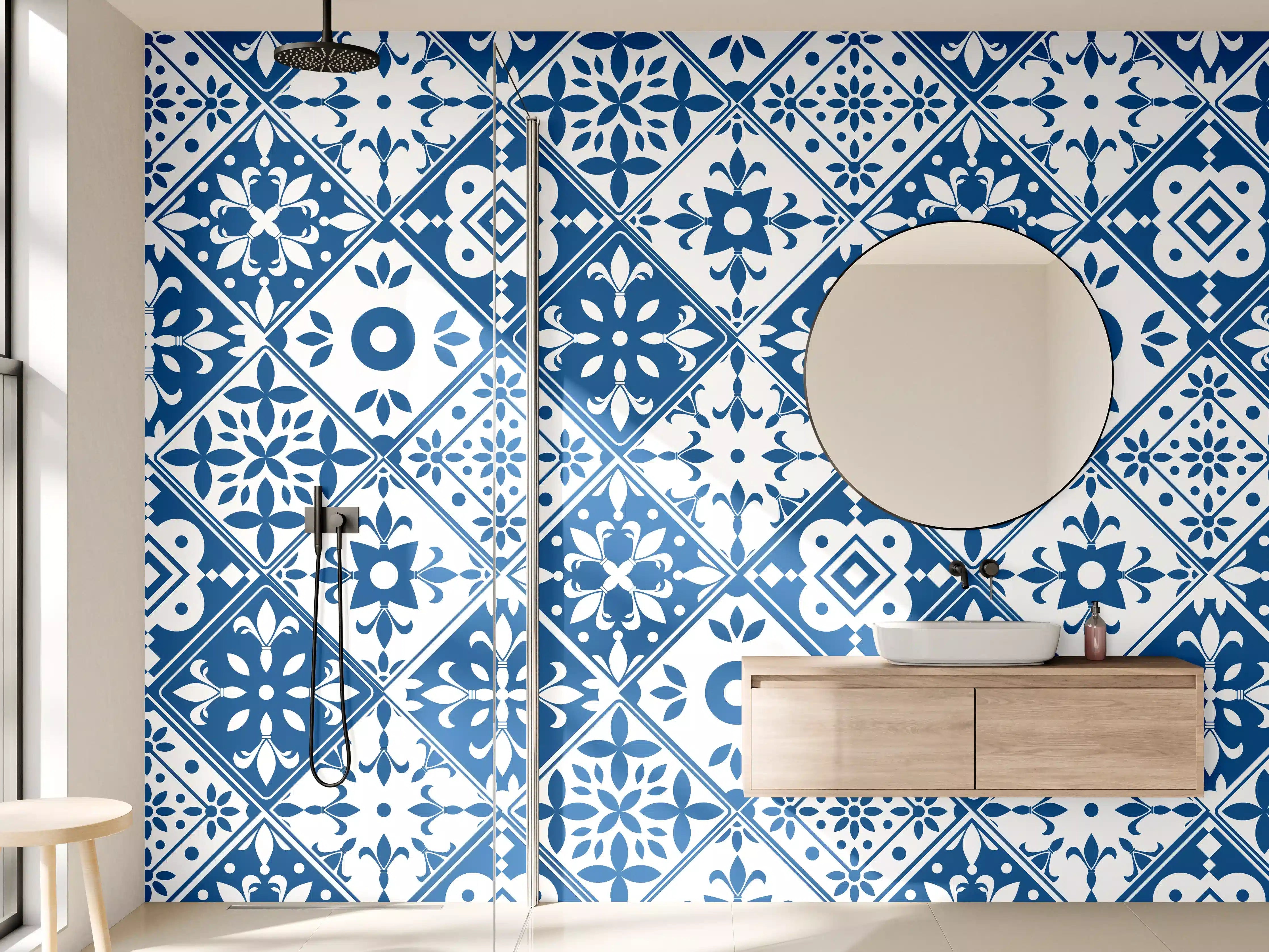 Wandverkleidung Bad - Silbergraue Fliesenmuster