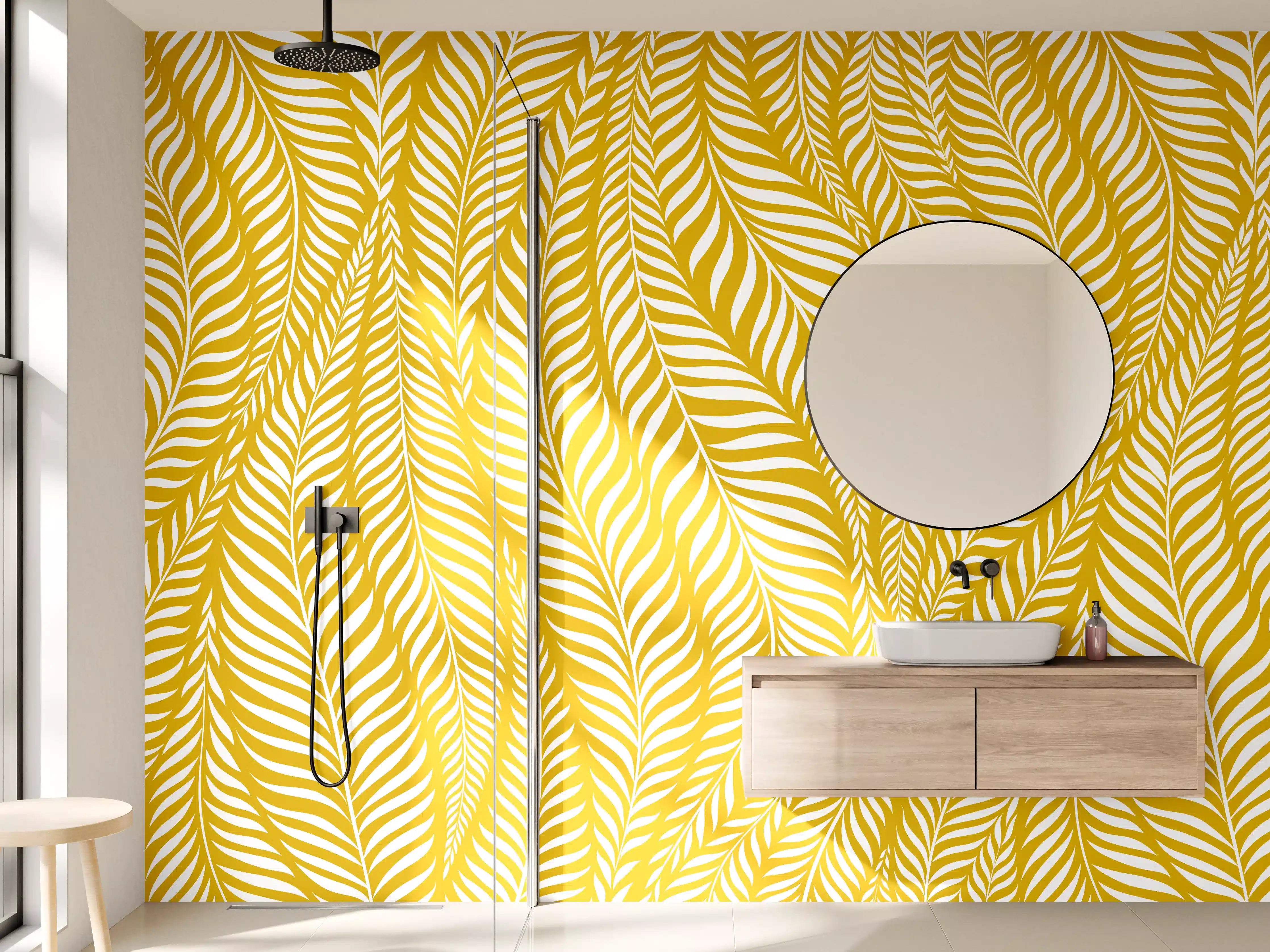 Wandverkleidung Bad - Silberne Graublätter