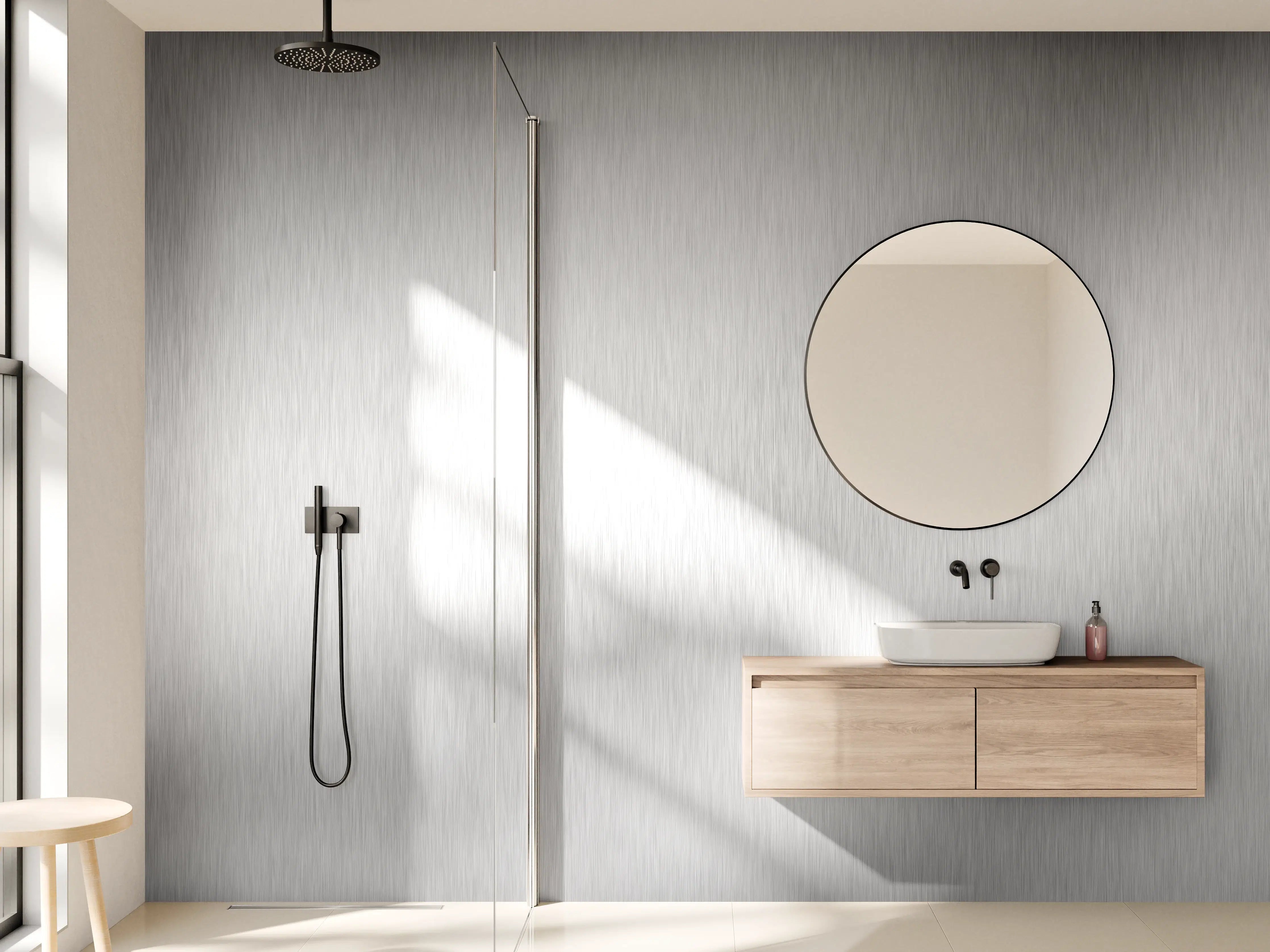 Wandverkleidung Bad - Silberne belichtete Oberfläche