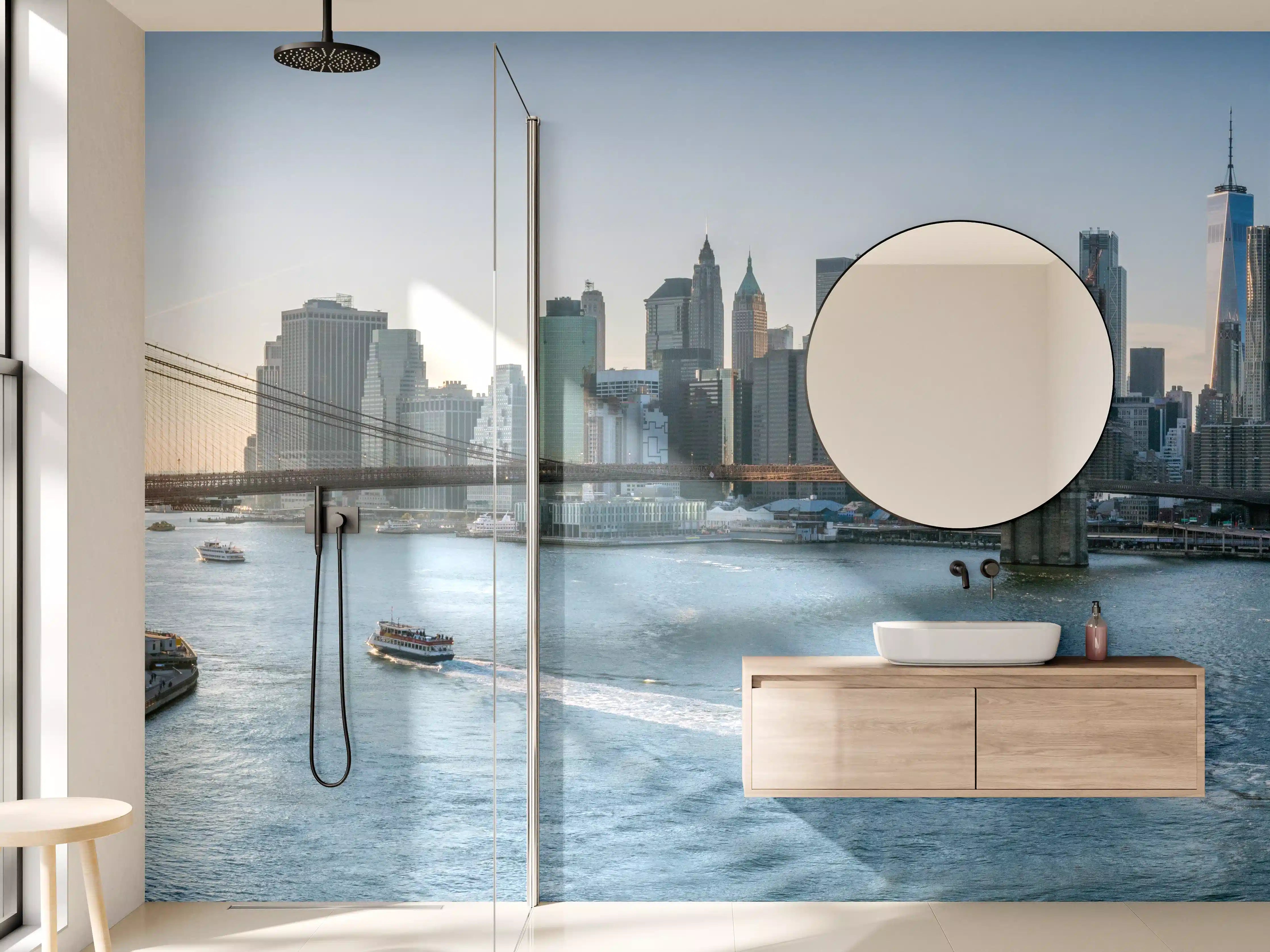 Wandverkleidung Bad - Skyline von New York City - Brooklyn Bridge