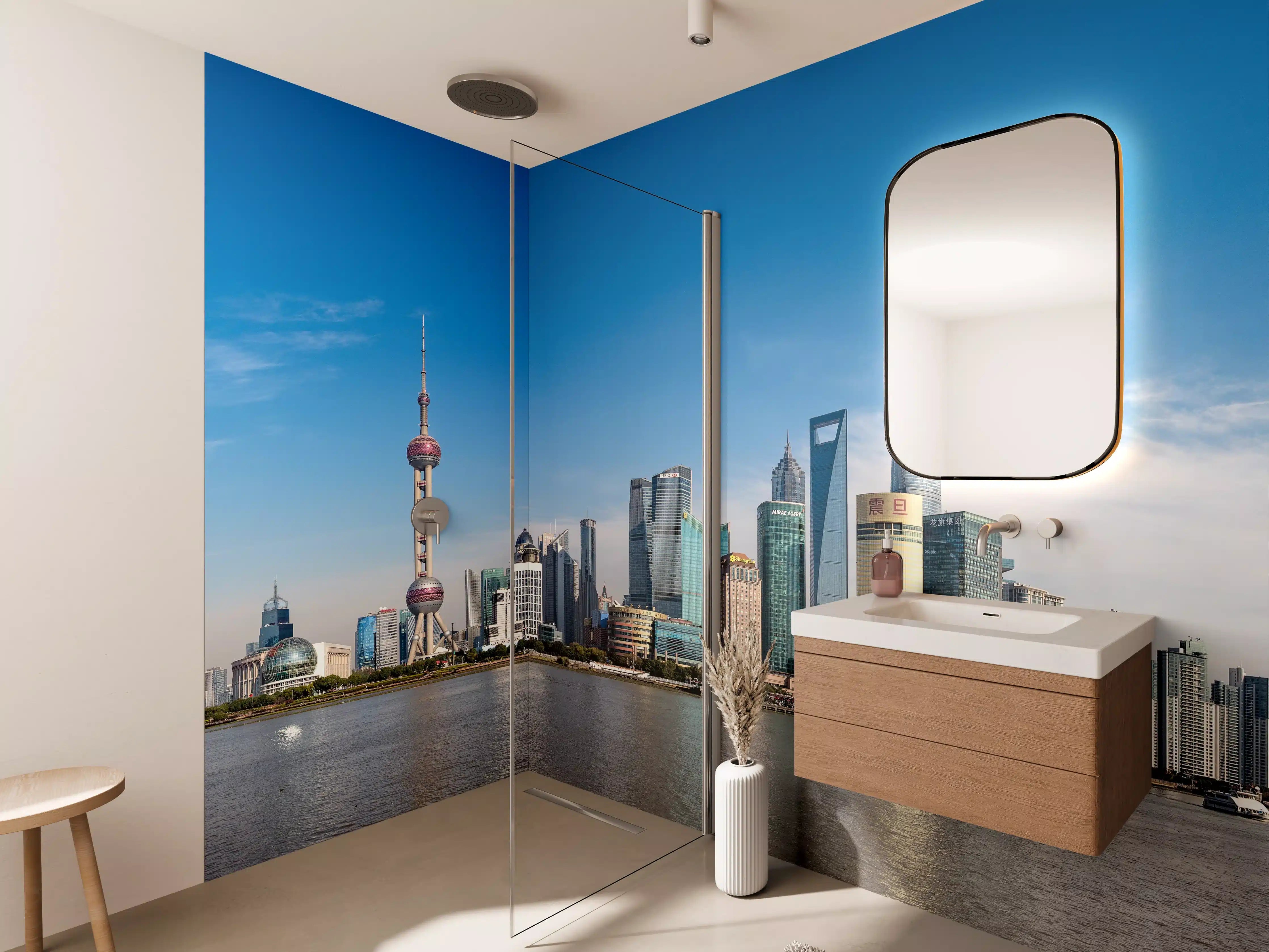 Wandverkleidung Bad - Skyline von Shanghai