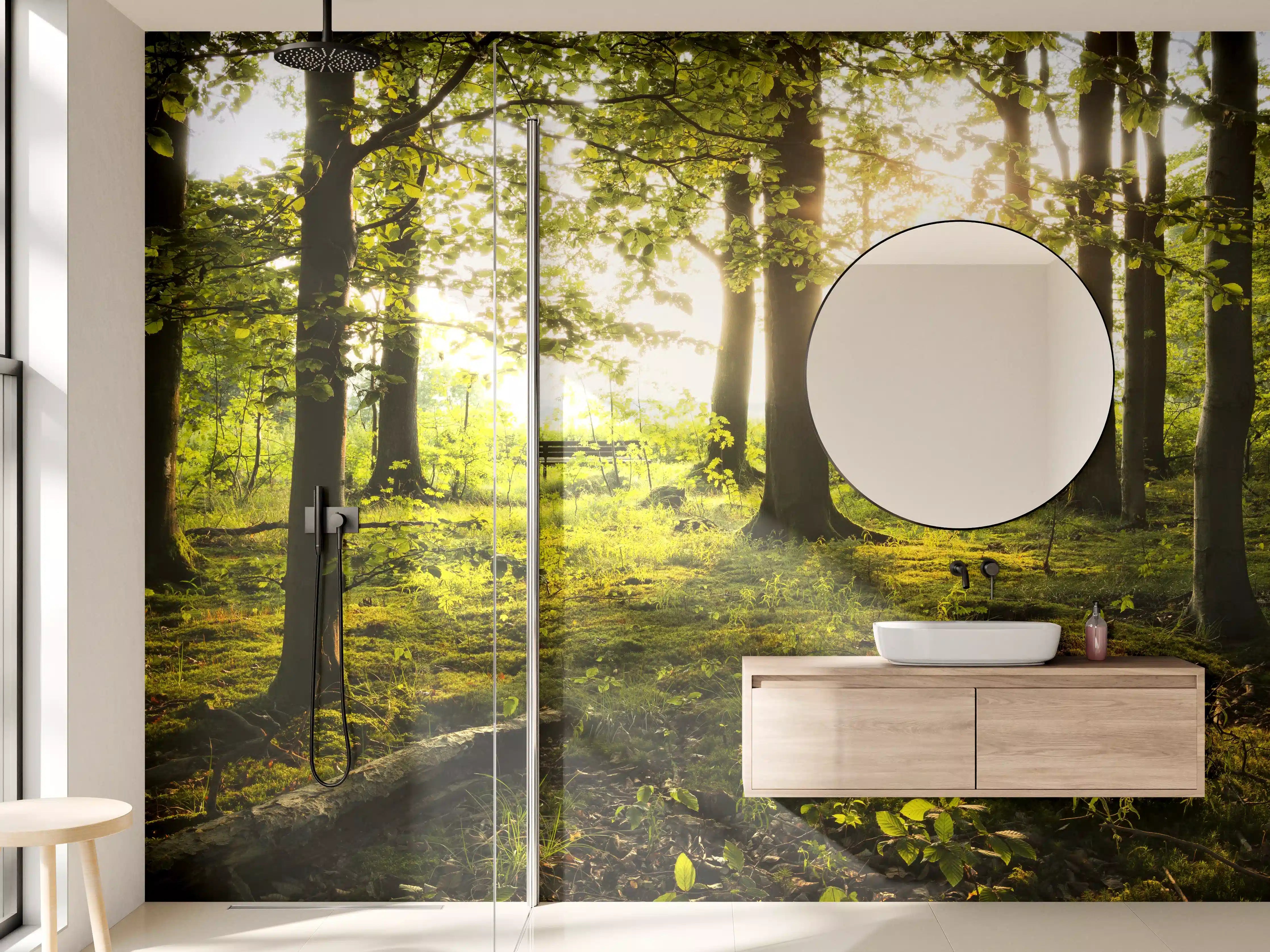 Wandverkleidung Bad - Sommer Wald