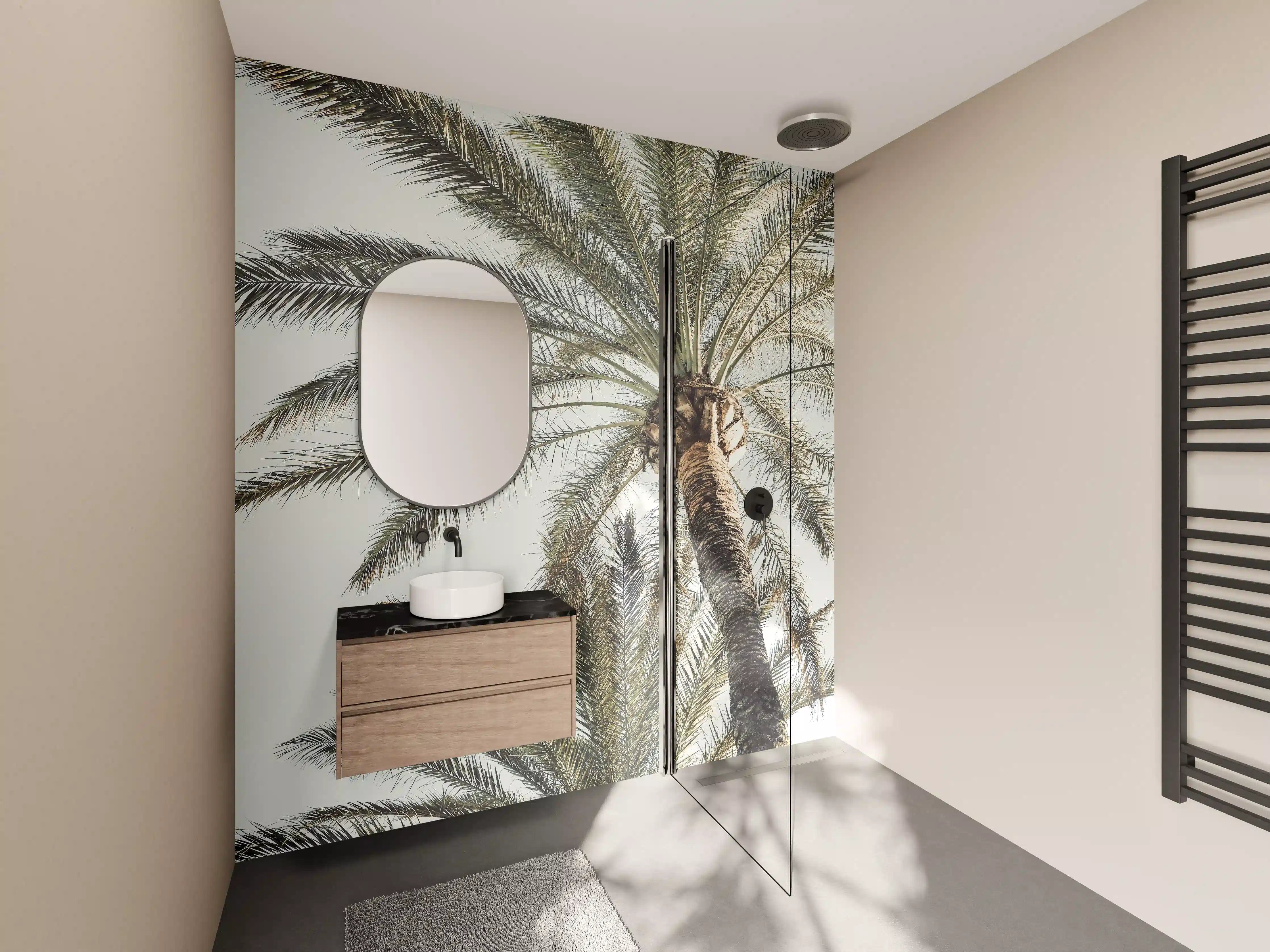 Wandverkleidung Bad - Sommerliche Palme 