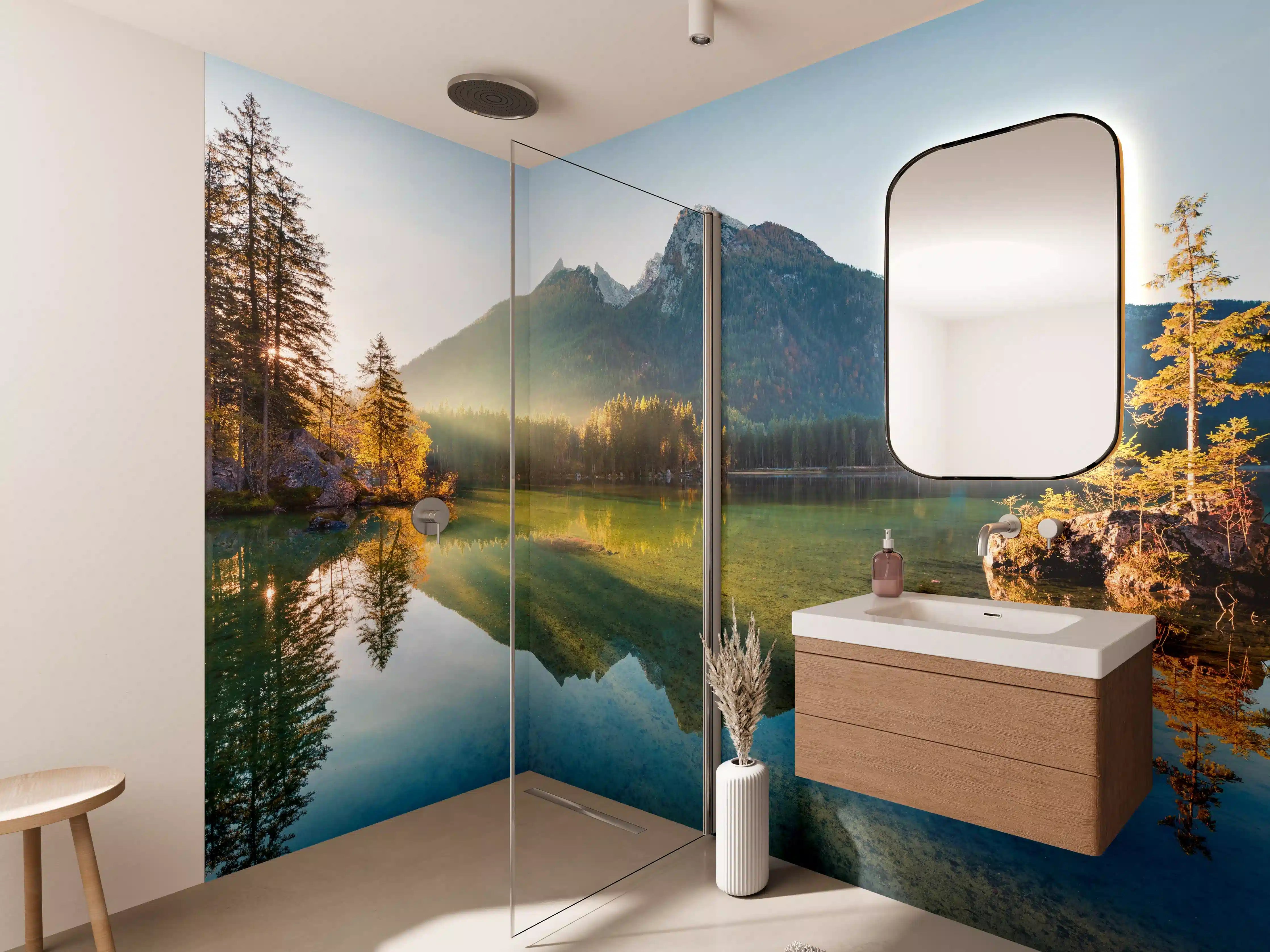Wandverkleidung Bad - Sonnenaufgang am Hintersee