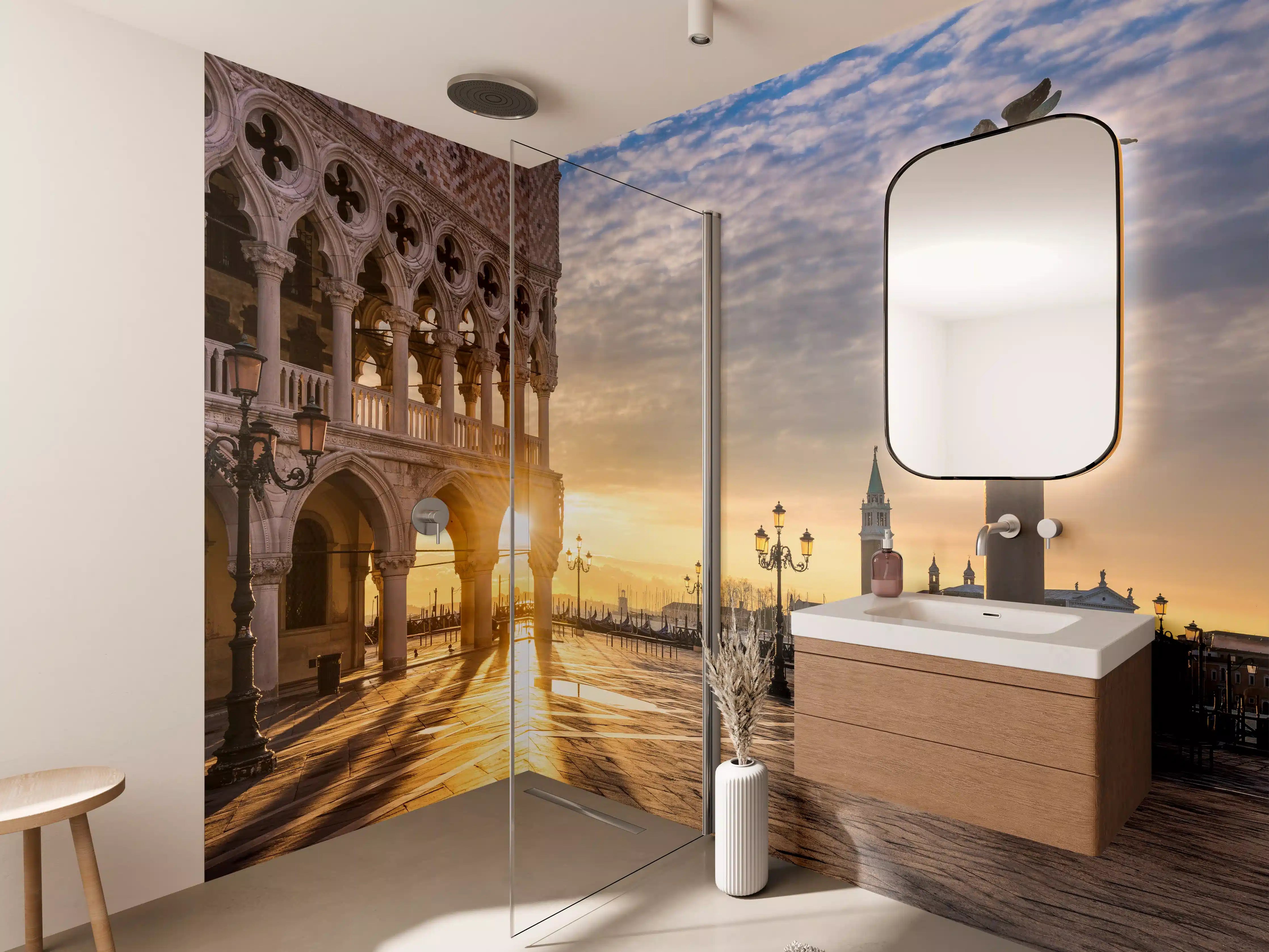 Wandverkleidung Bad - Sonnenaufgang auf dem Markusplatz - Venedig