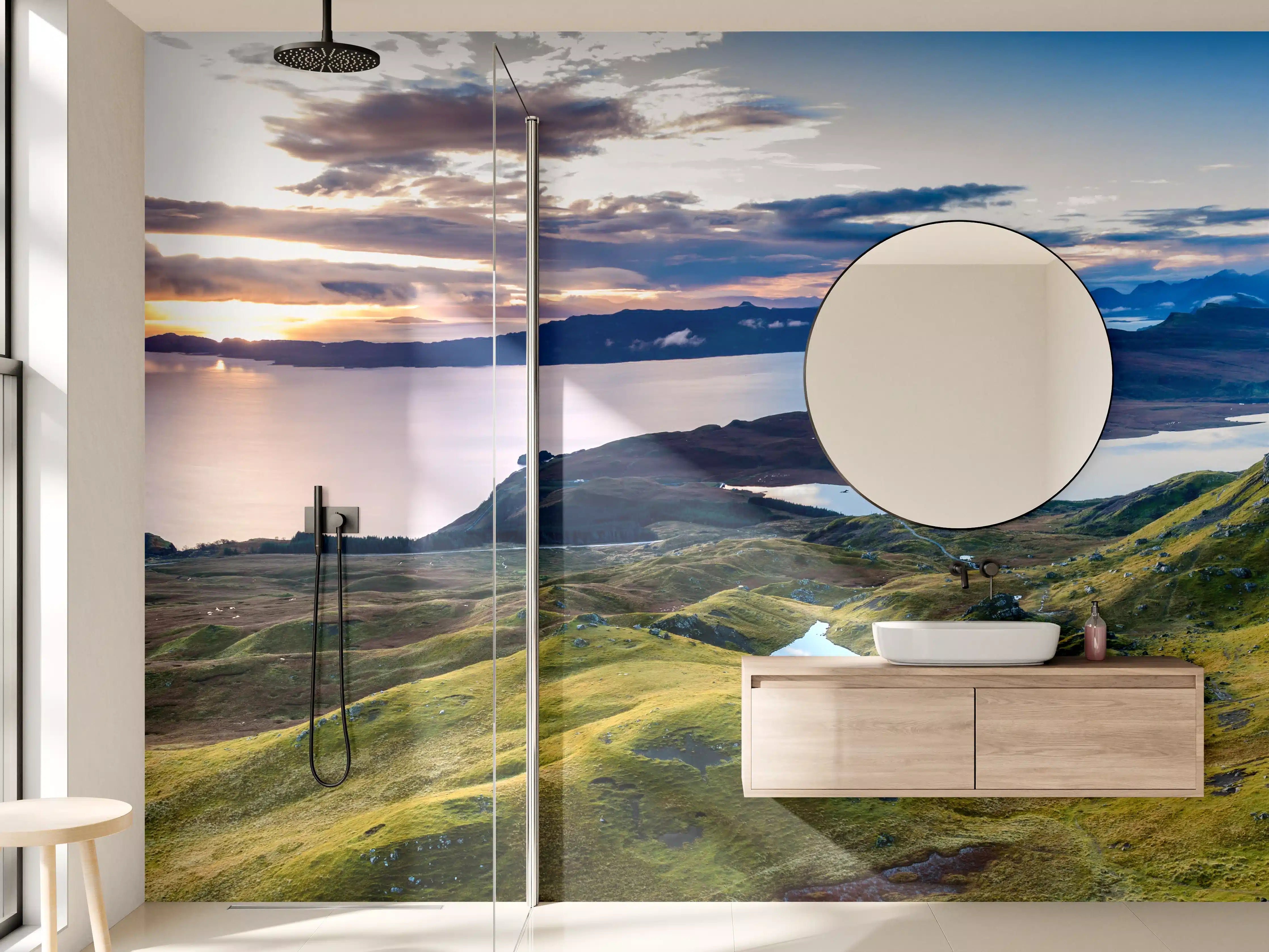Wandverkleidung Bad - Sonnenaufgang auf der Isle of Skye