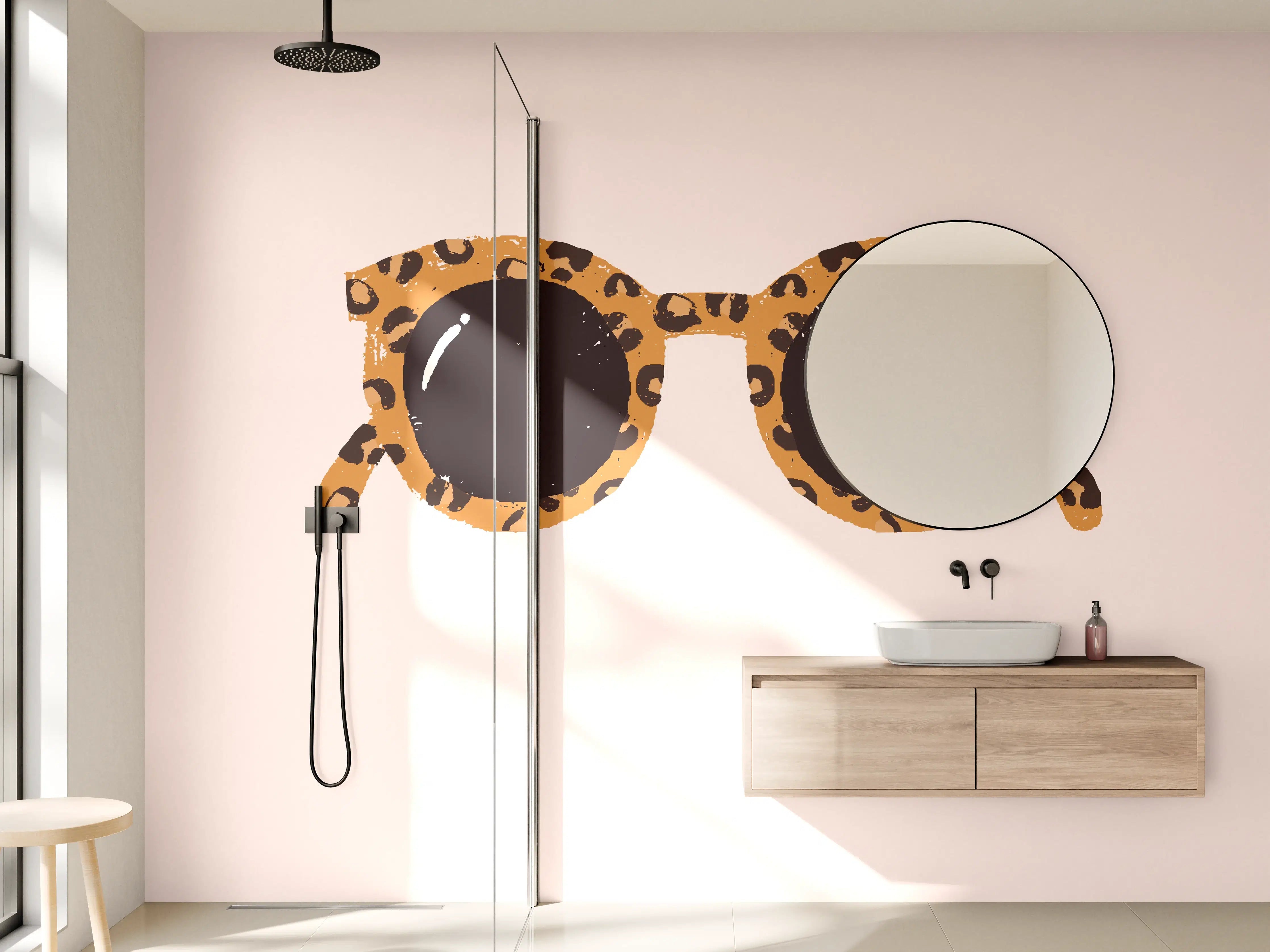 Wandverkleidung Bad - Sonnenbrille - Leopardenmuster