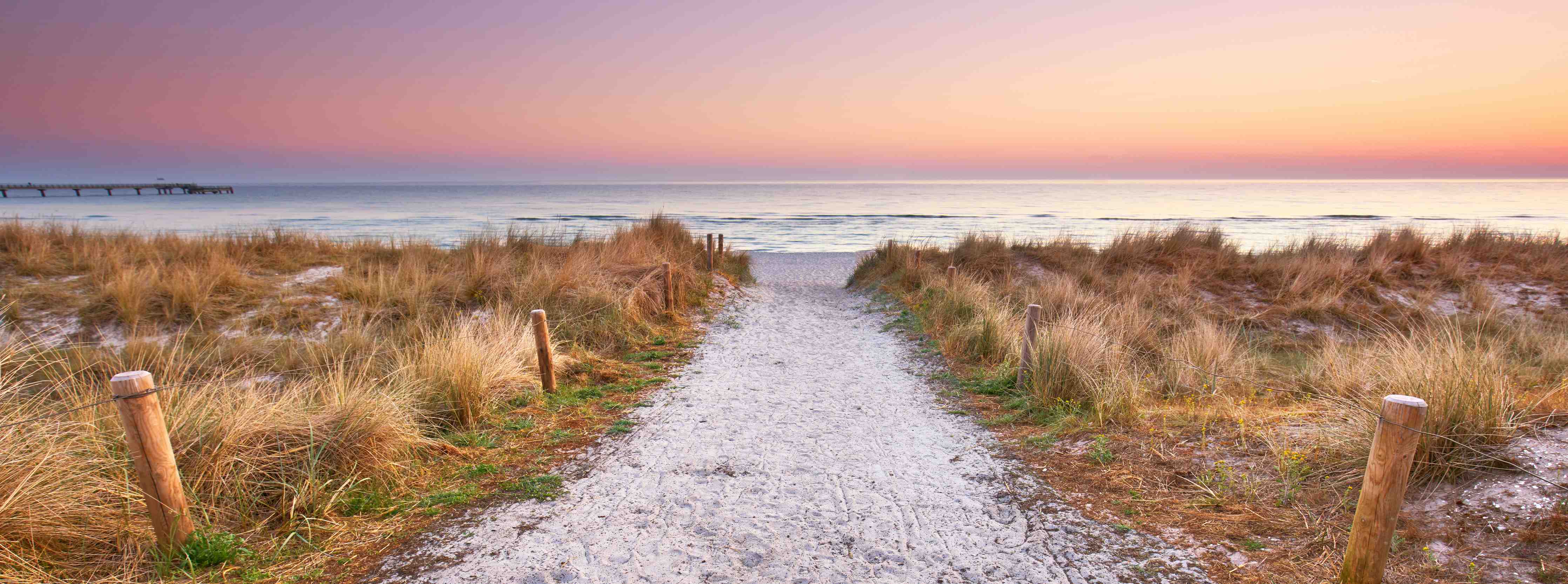 Wandverkleidung Bad-Sonnenuntergang am Strandpfad