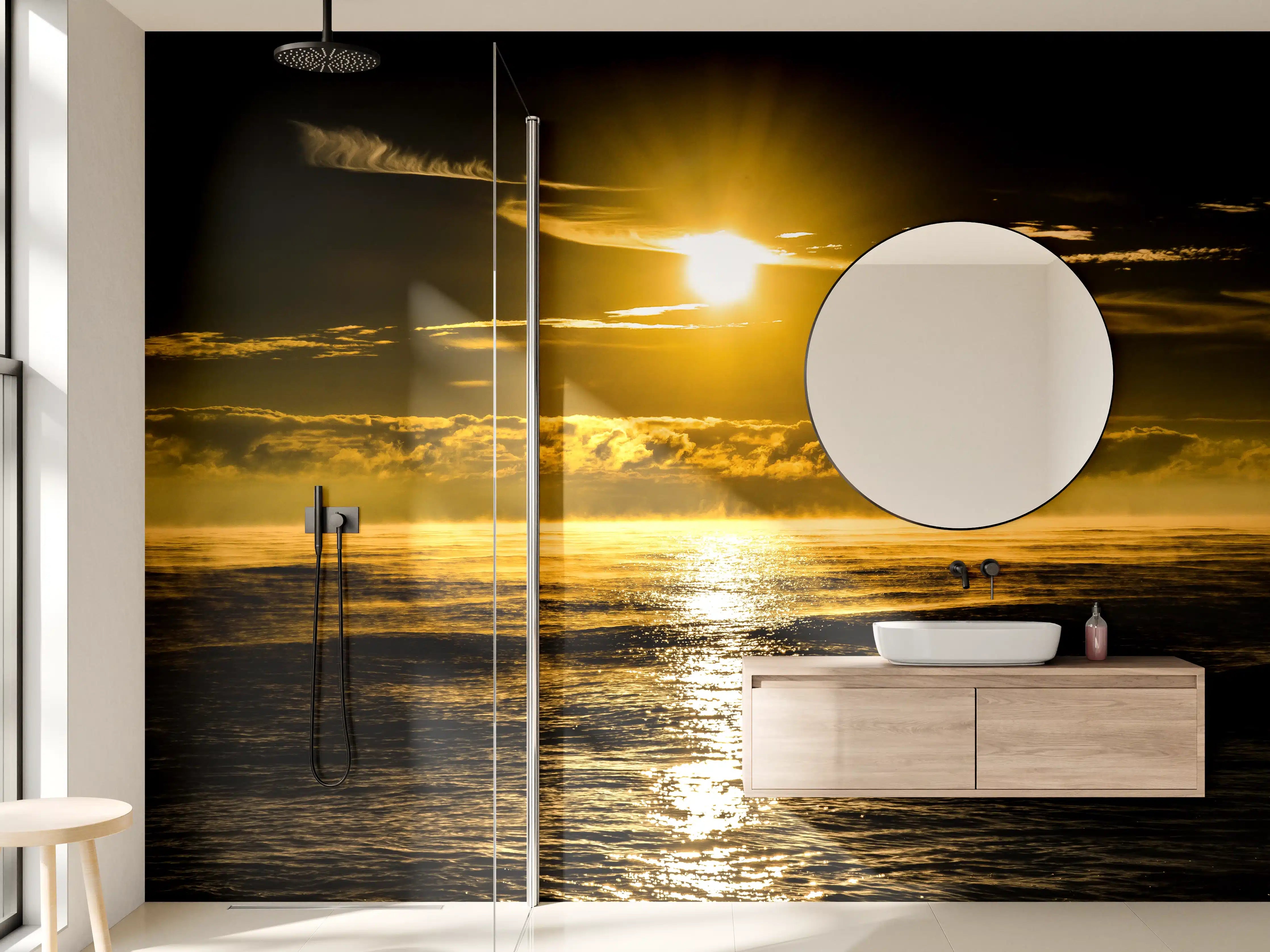 Wandverkleidung Bad - Sonnenuntergang über dem Meer
