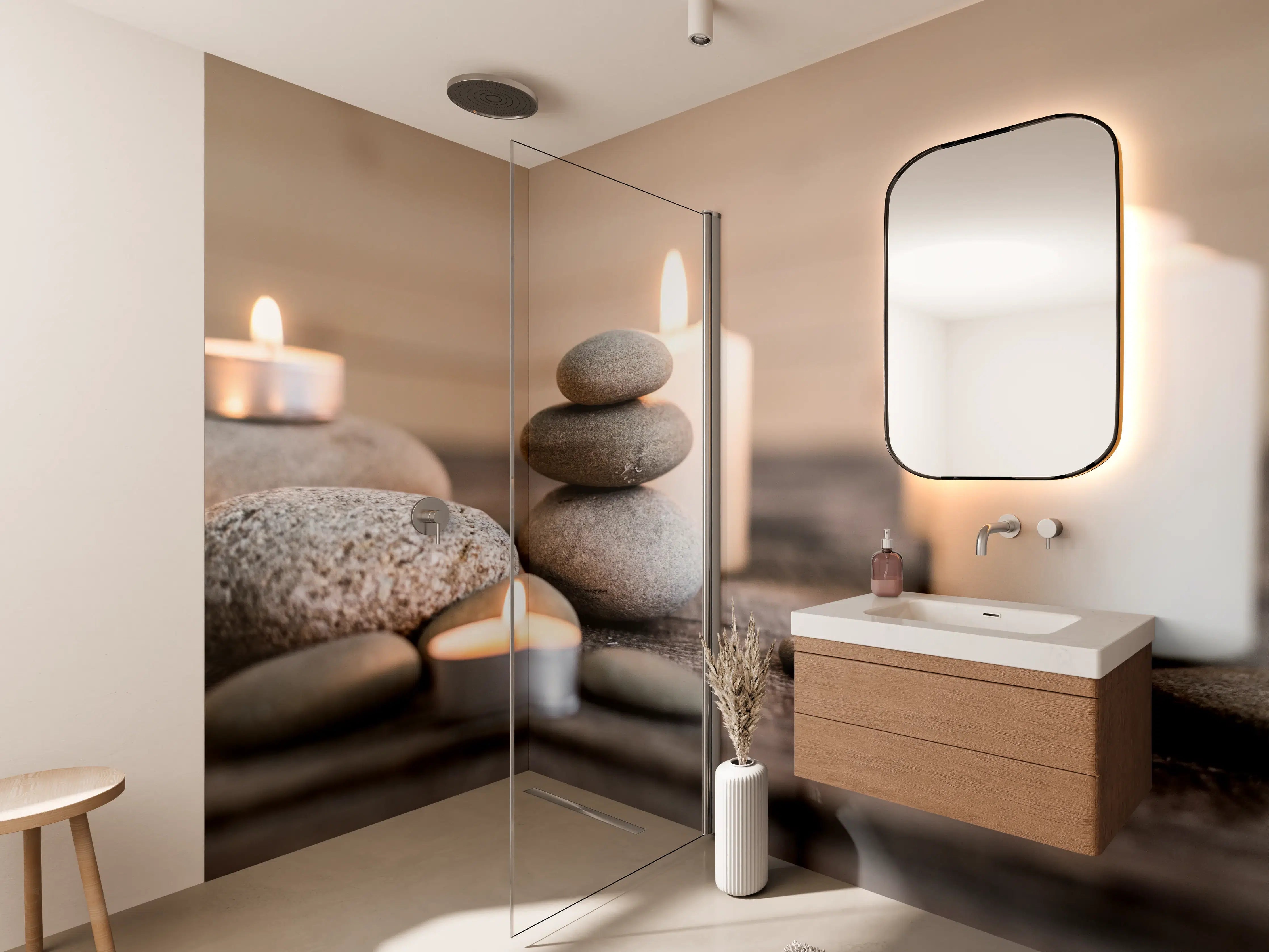 Wandverkleidung Bad - Spa-Stillleben mit Kerzen 