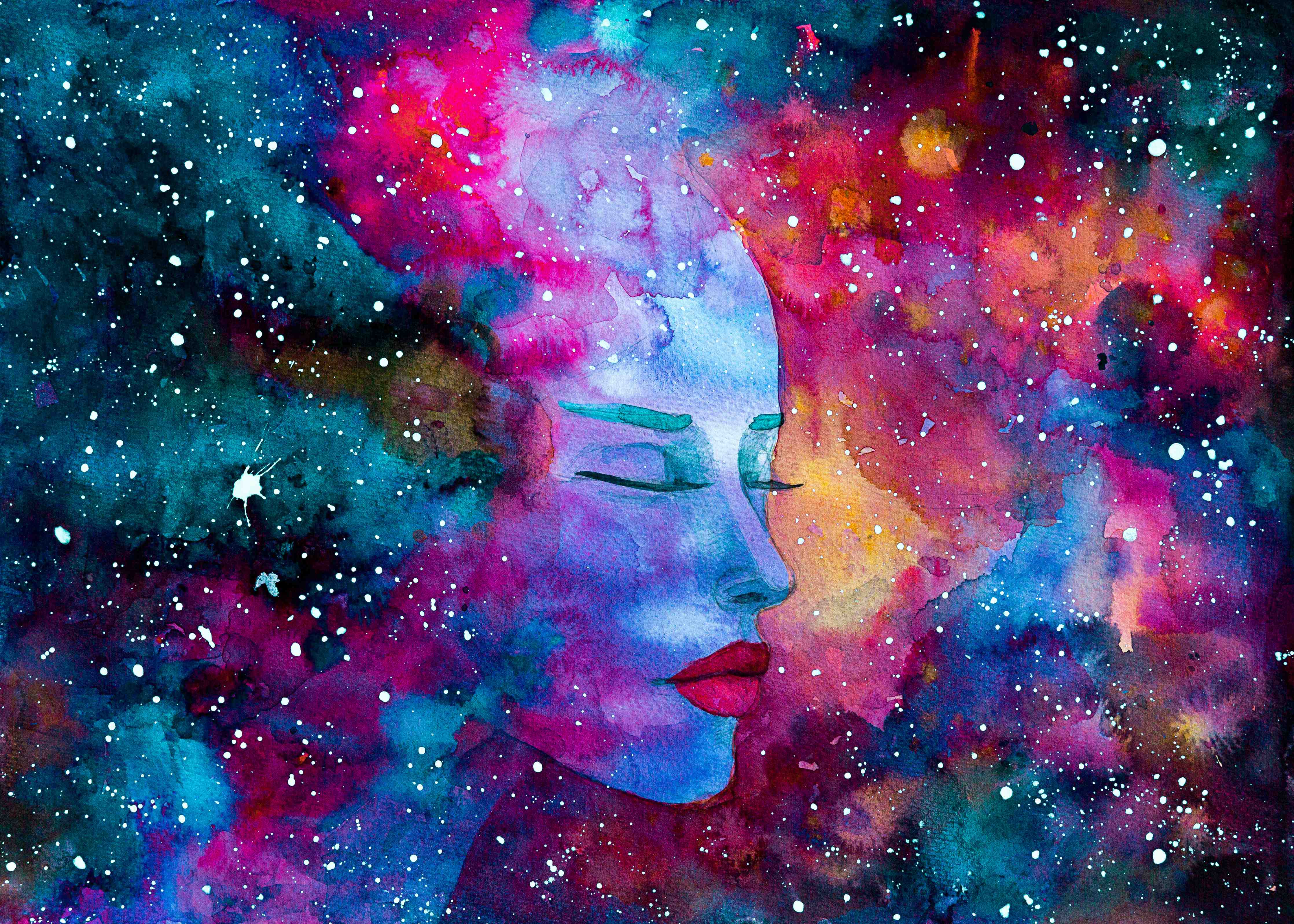 Wandverkleidung Bad-Spirituelle Frau Weltraumnebel