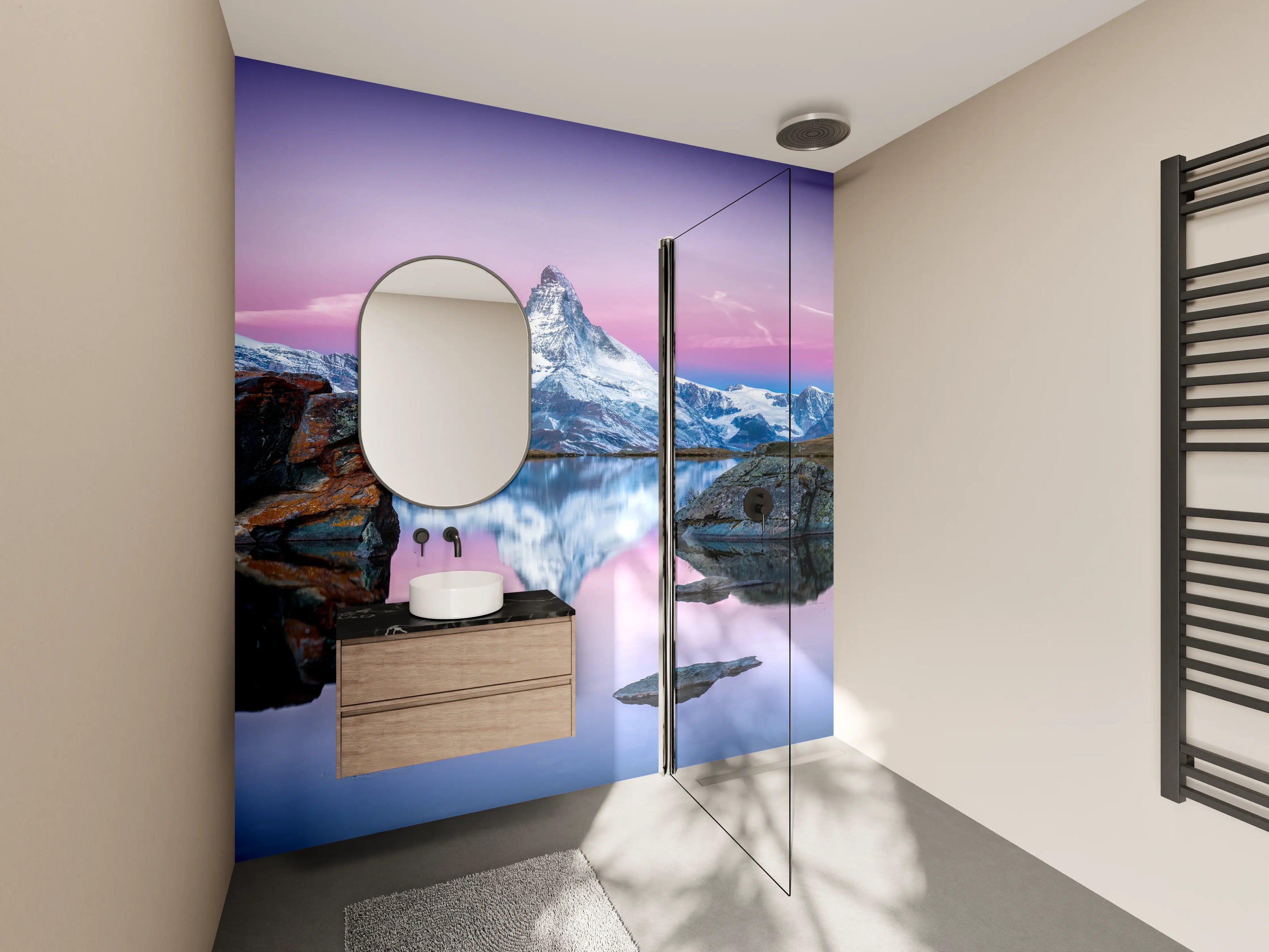 Wandverkleidung Bad - Stellisee in Schweiz - Matterhorn Panorama
