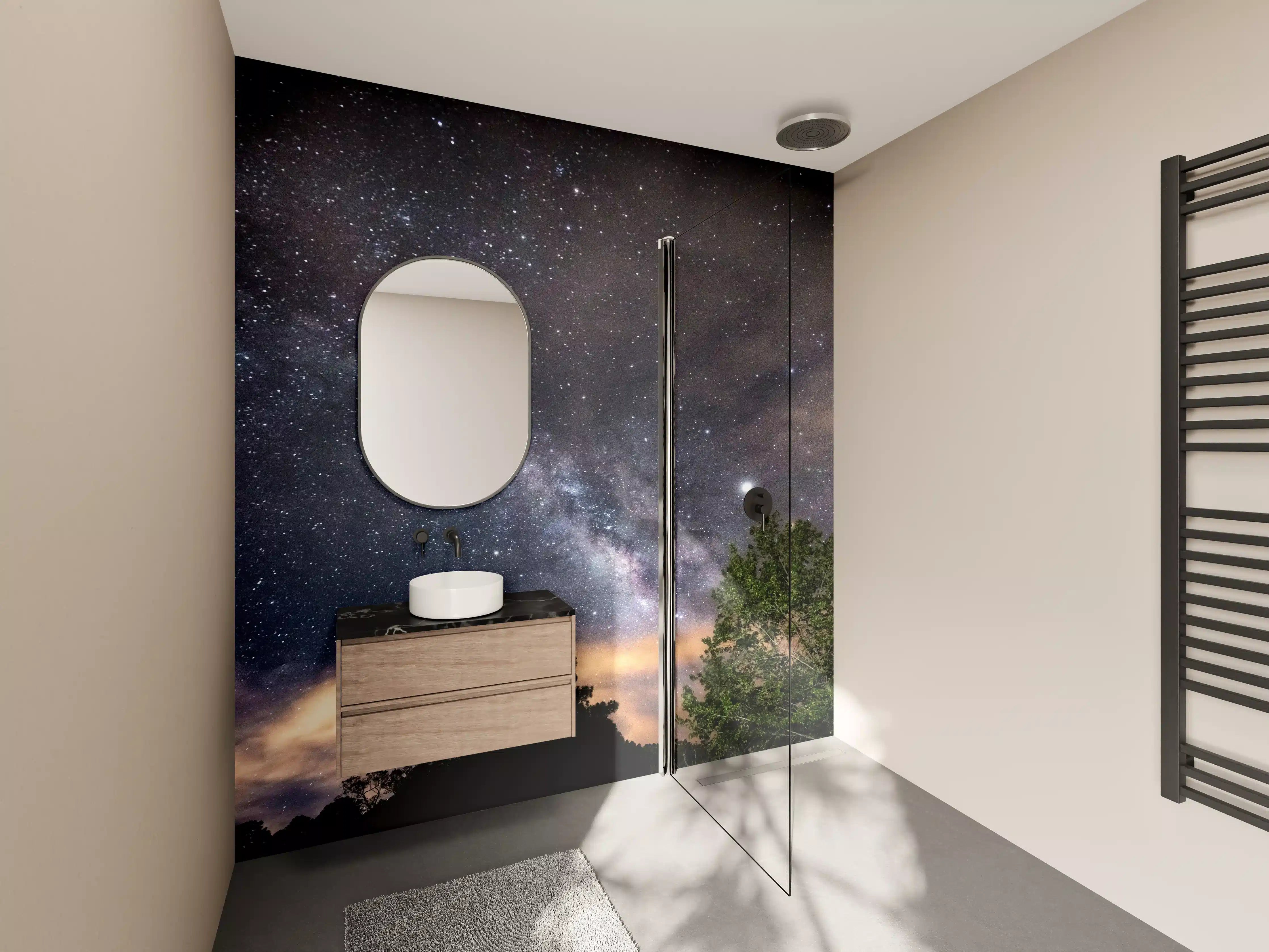 Wandverkleidung Bad - Sterne im Himmel bei Nacht