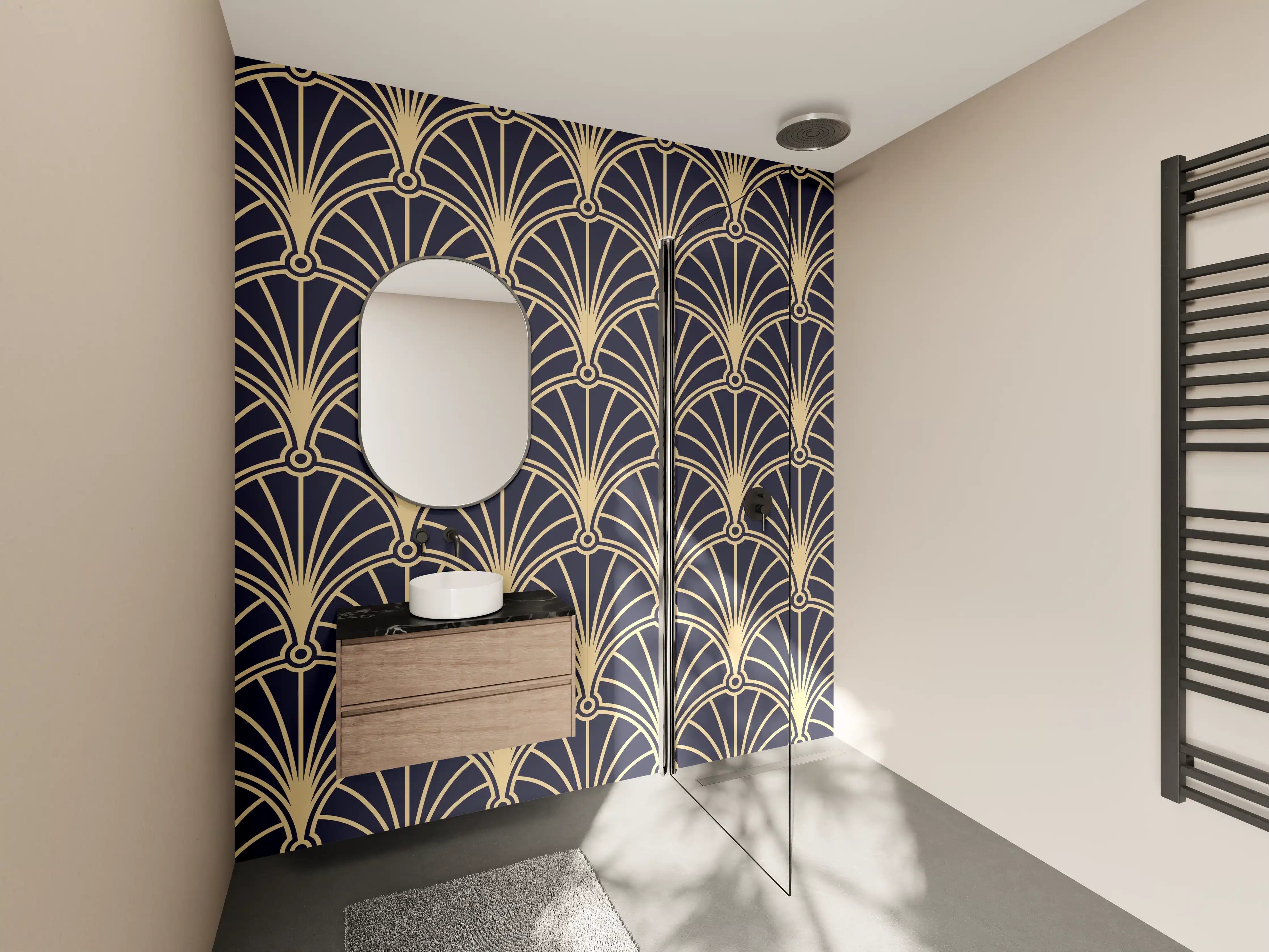 Wandverkleidung Bad - Stilvolles Art-Deko-Muster