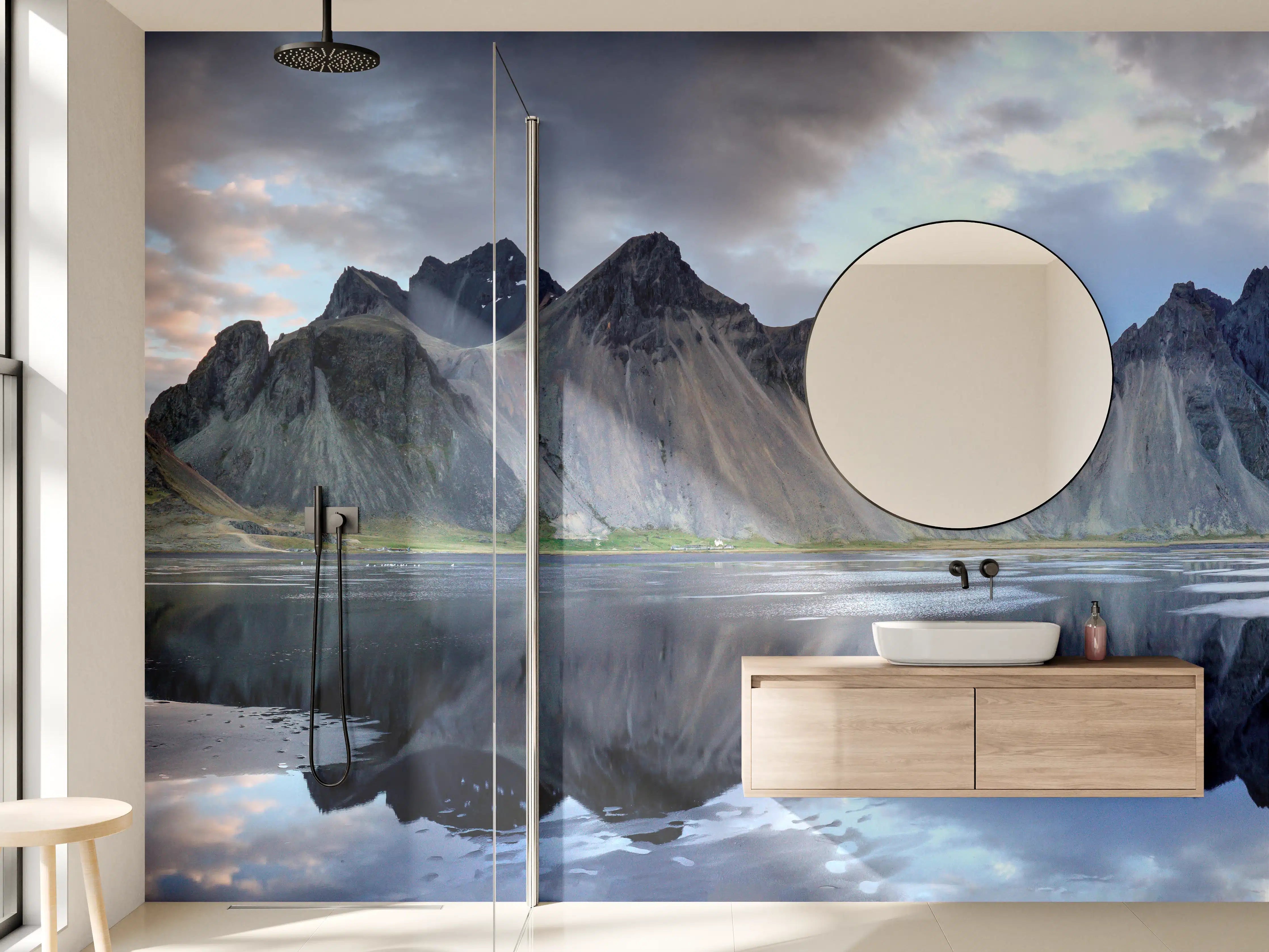 Wandverkleidung Bad - Stokksnes an der isländischen Küste