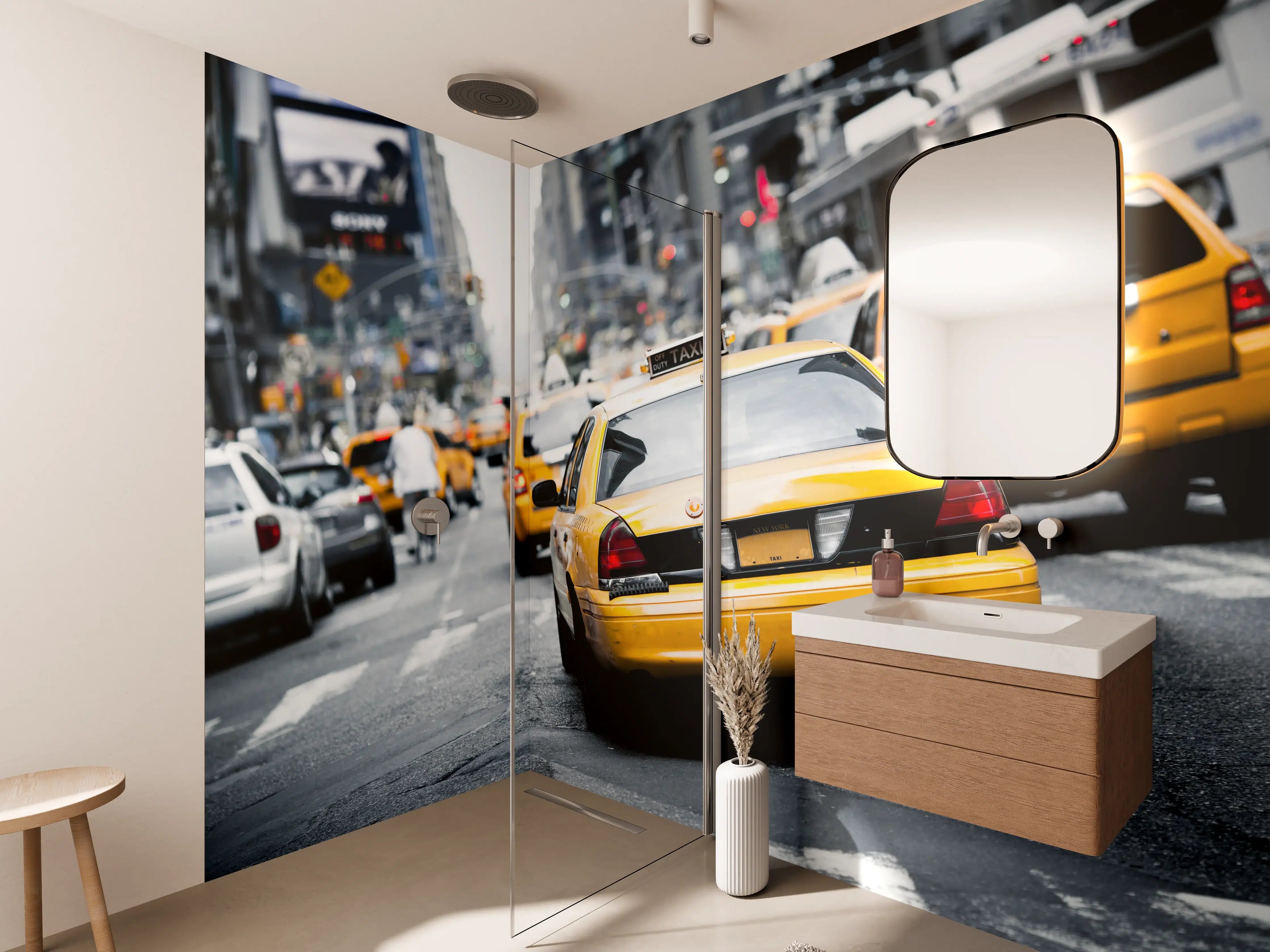 Wandverkleidung Bad - Straßenverkehr von New York