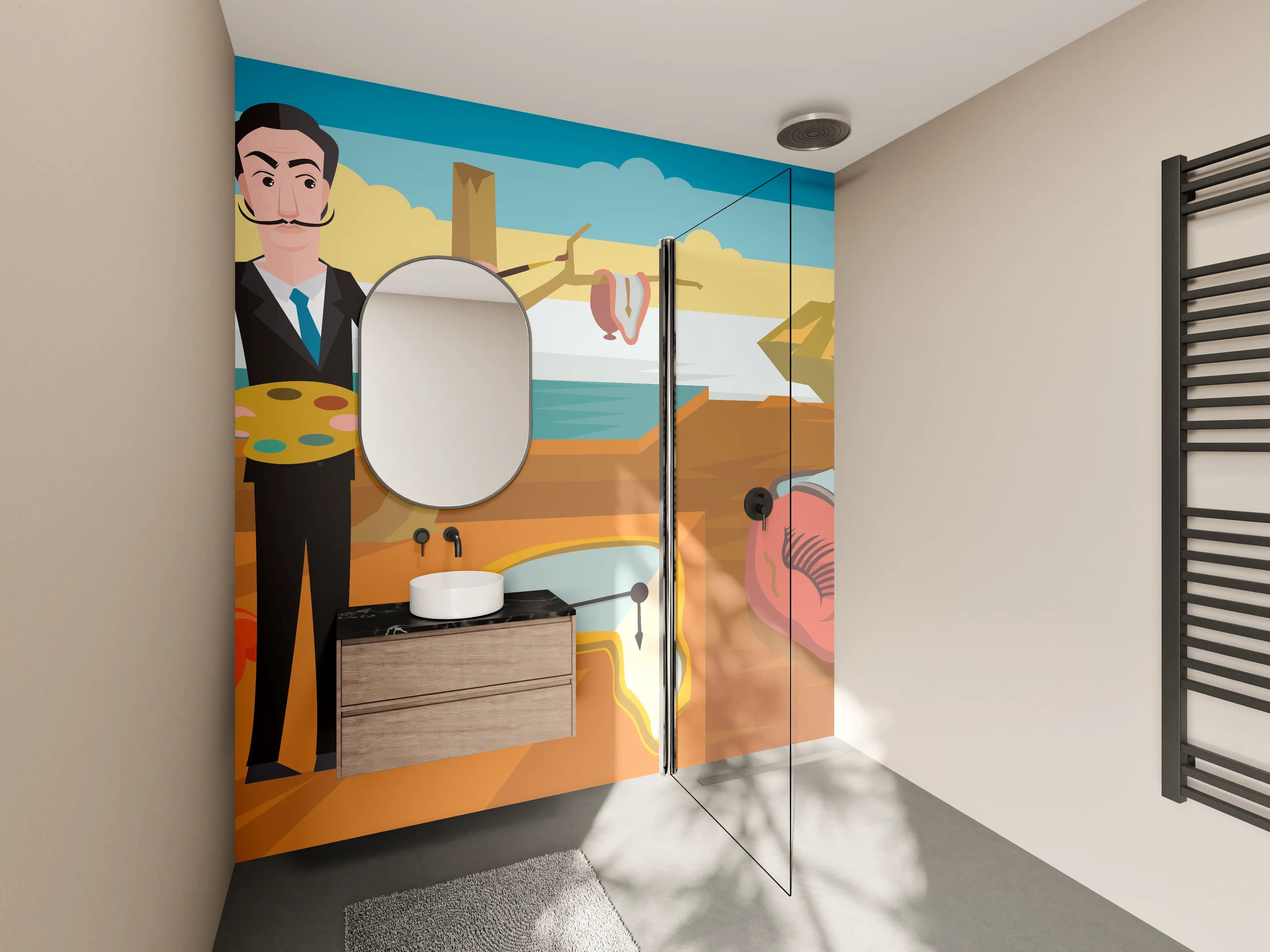 Wandverkleidung Bad - Surrealismus Meeresblick Malerei