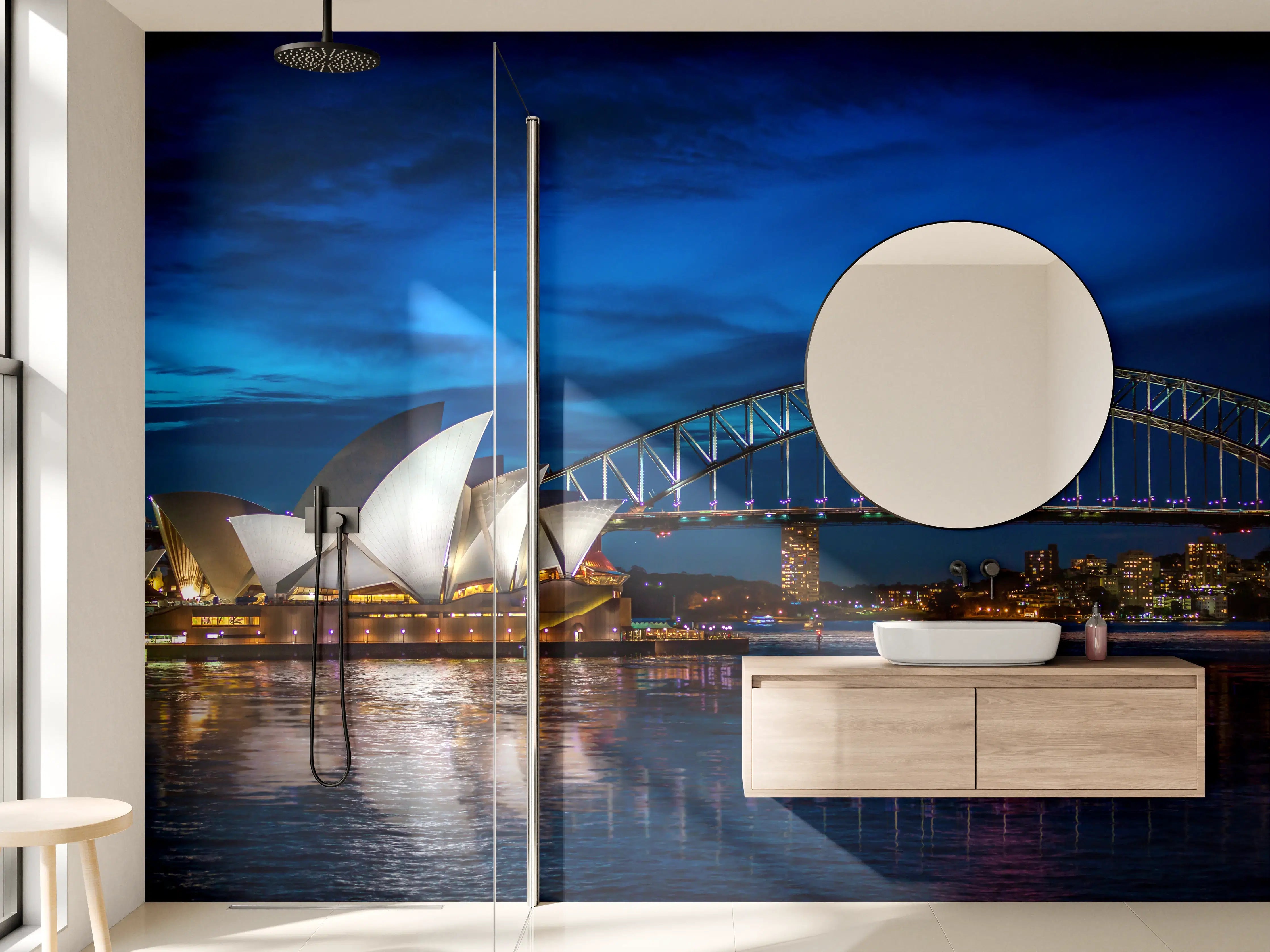 Wandverkleidung Bad - Sydney Harbour Bridge bei Nacht