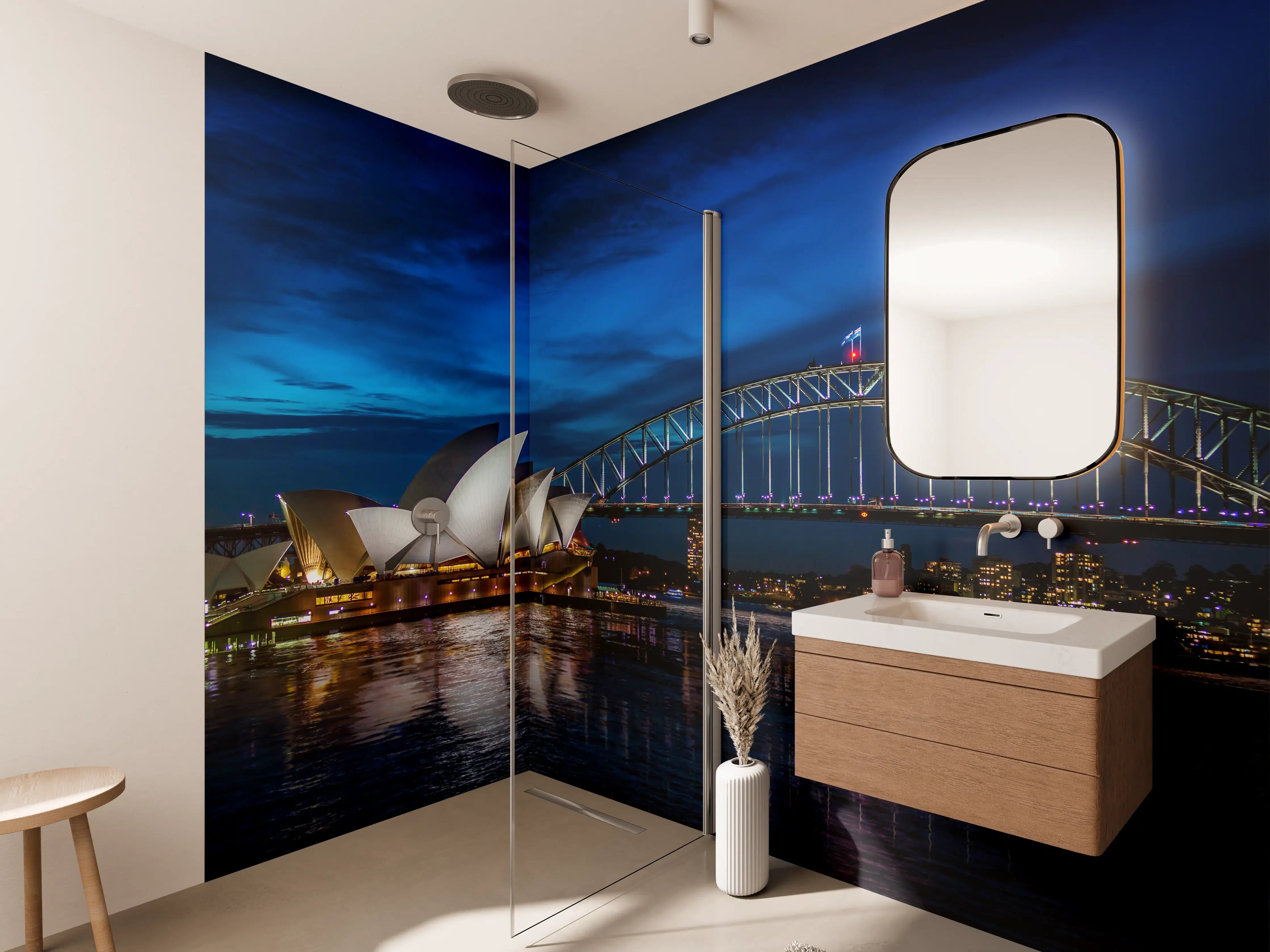 Wandverkleidung Bad - Sydney Harbour Bridge bei Nacht