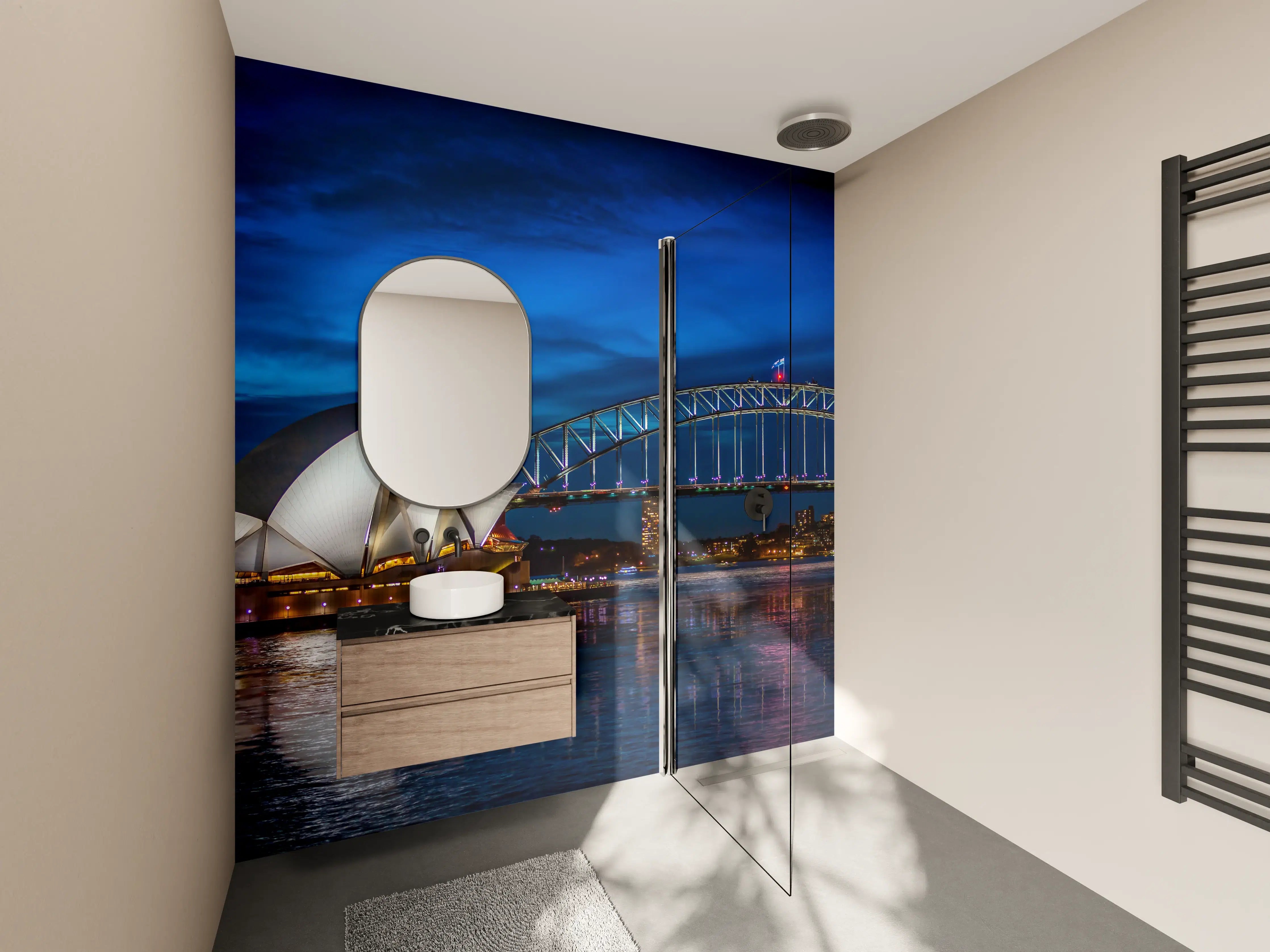 Wandverkleidung Bad - Sydney Harbour Bridge bei Nacht