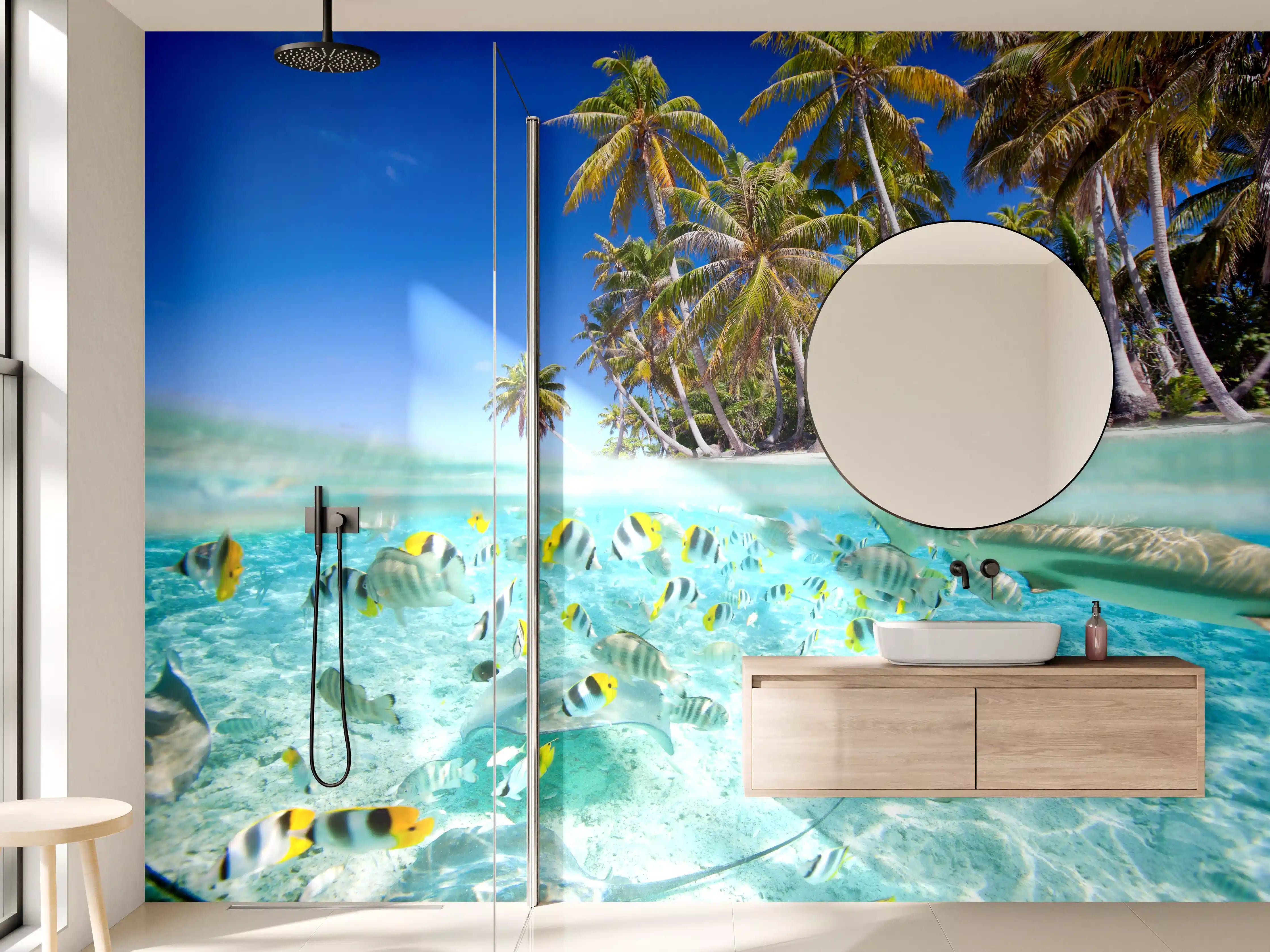 Wandverkleidung Bad - Tahiti - über und unter Wasser