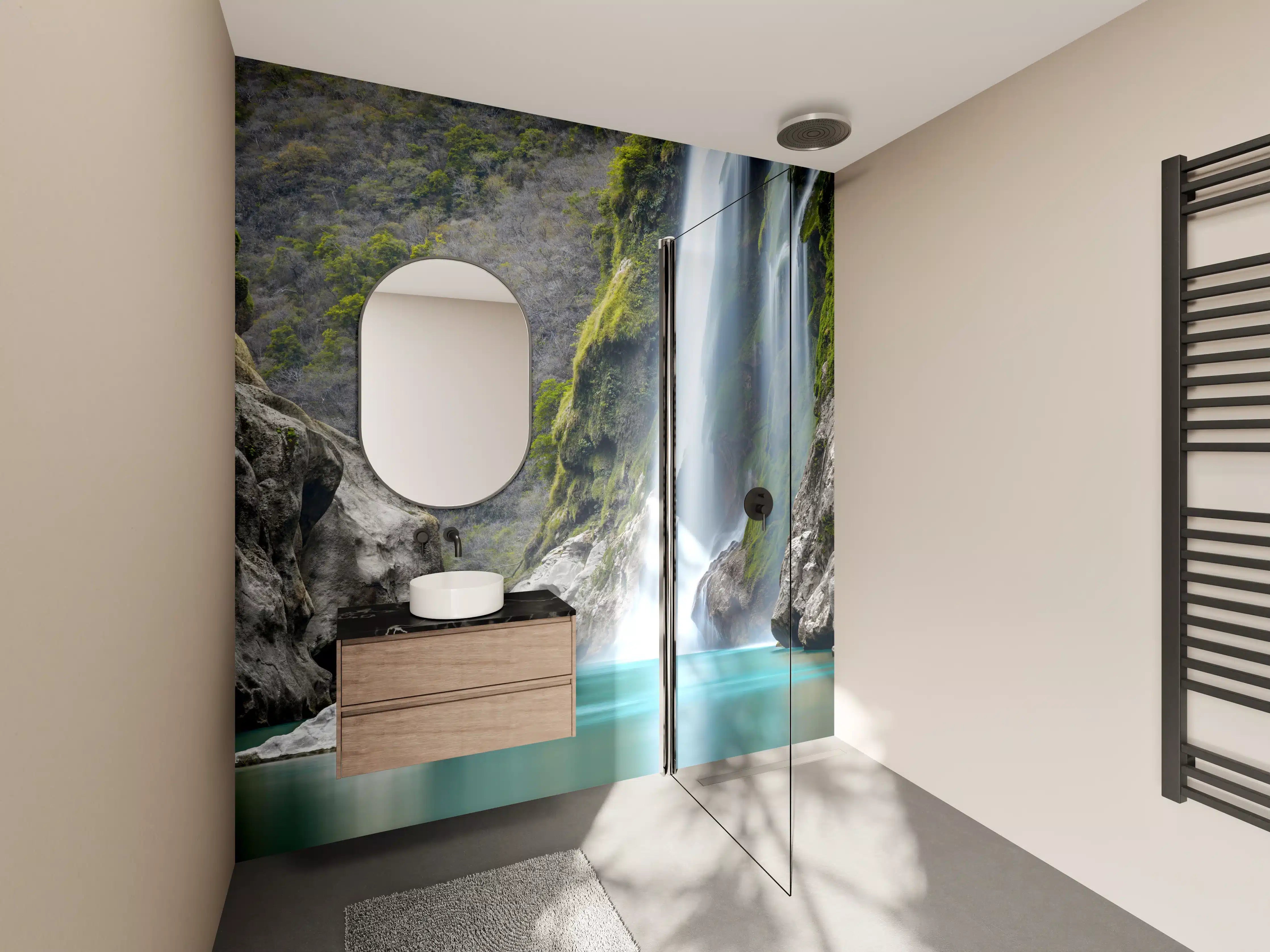 Wandverkleidung Bad - Tamul-Wasserfall am Fluss Tampaon
