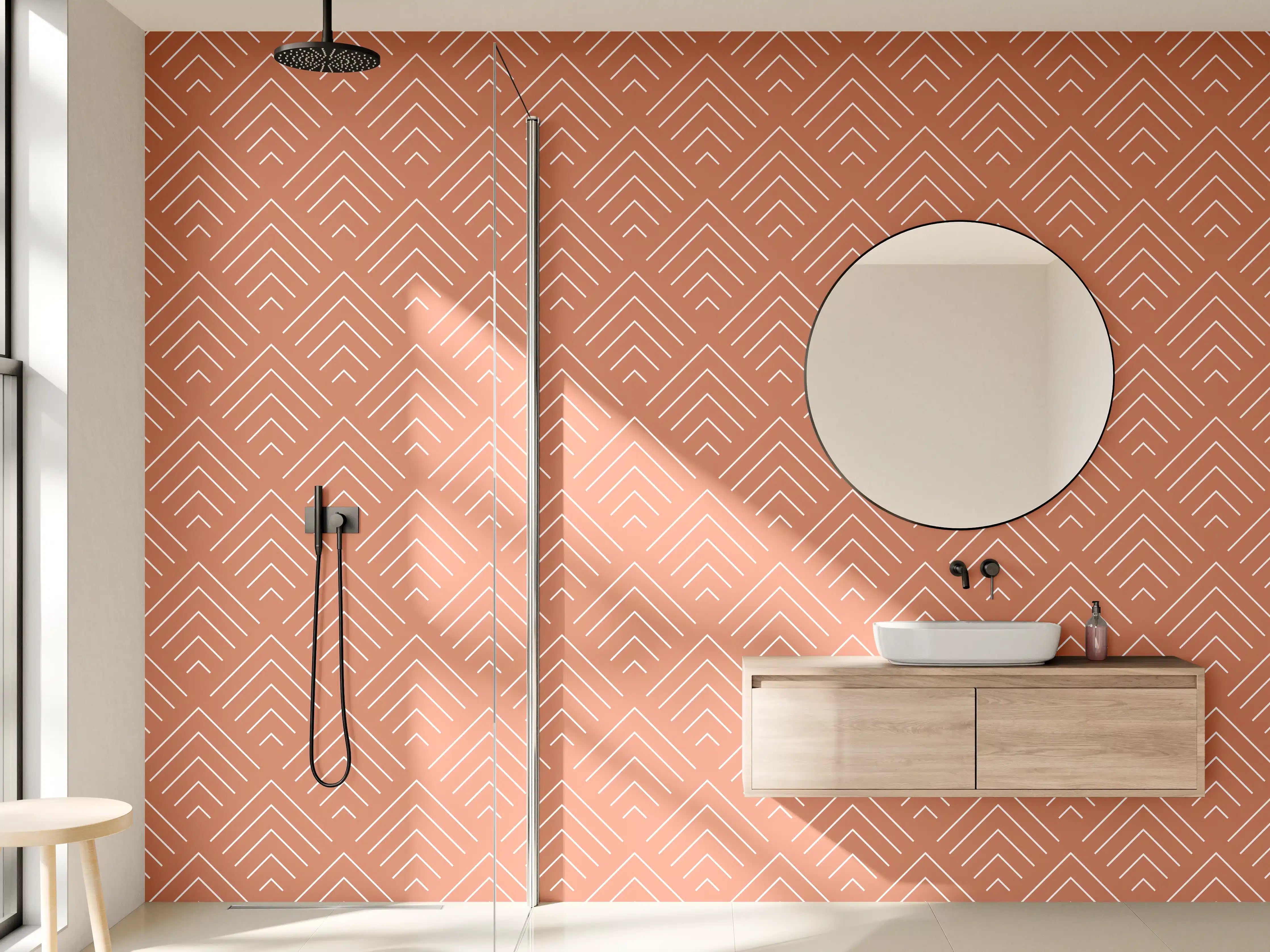 Wandverkleidung Bad - Terrakotta-Design mit geometrischem Muster
